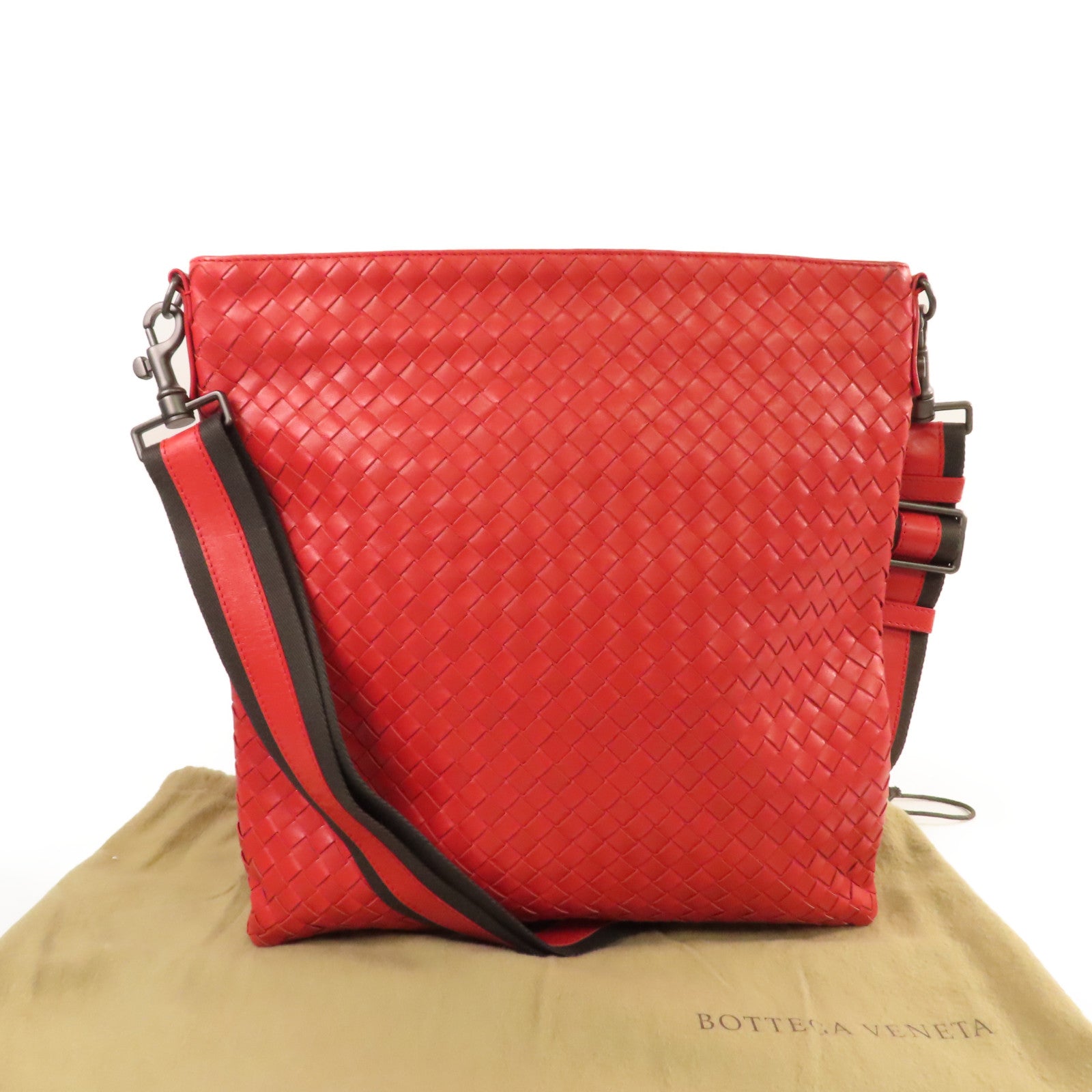 BOTTEGA VENETA 織紋皮革Shoulder Bag肩背袋紅色