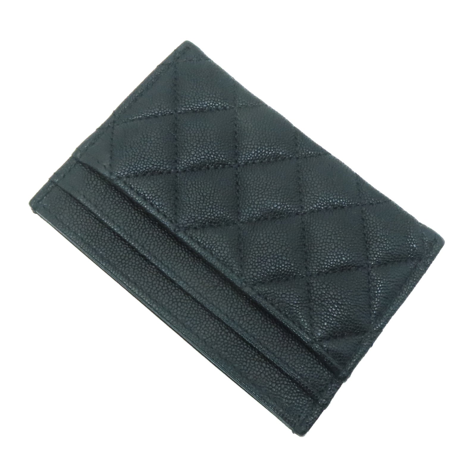 CHANEL 菱格Caviar皮革Card Case金扣卡片套黑色