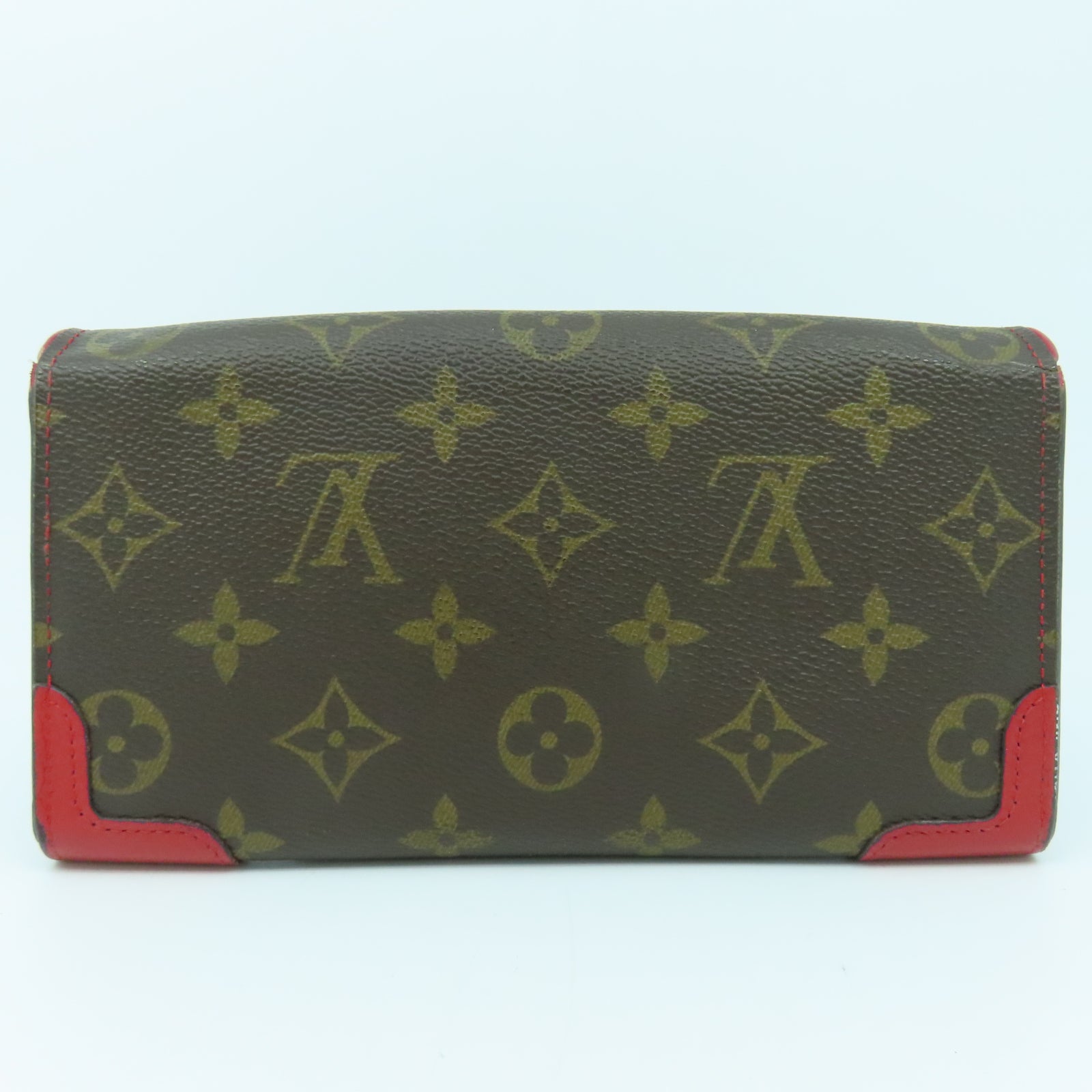 LOUIS VUITTON Monogram Sarah Wallet Retiro金扣長錢包啡色/紅色