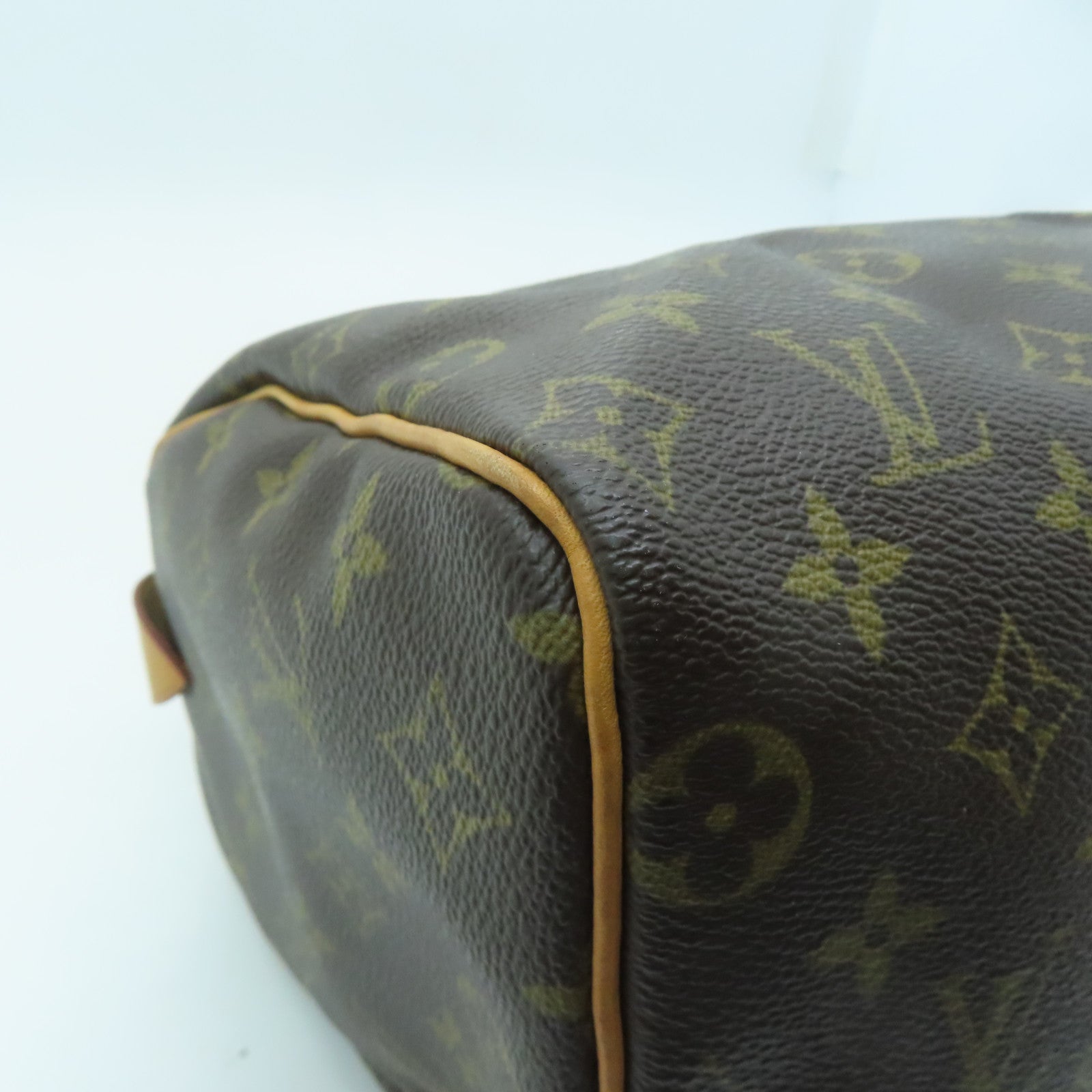 LOUIS VUITTON Monogram Speedy 25 Gold Buckle Hand Bag Brown