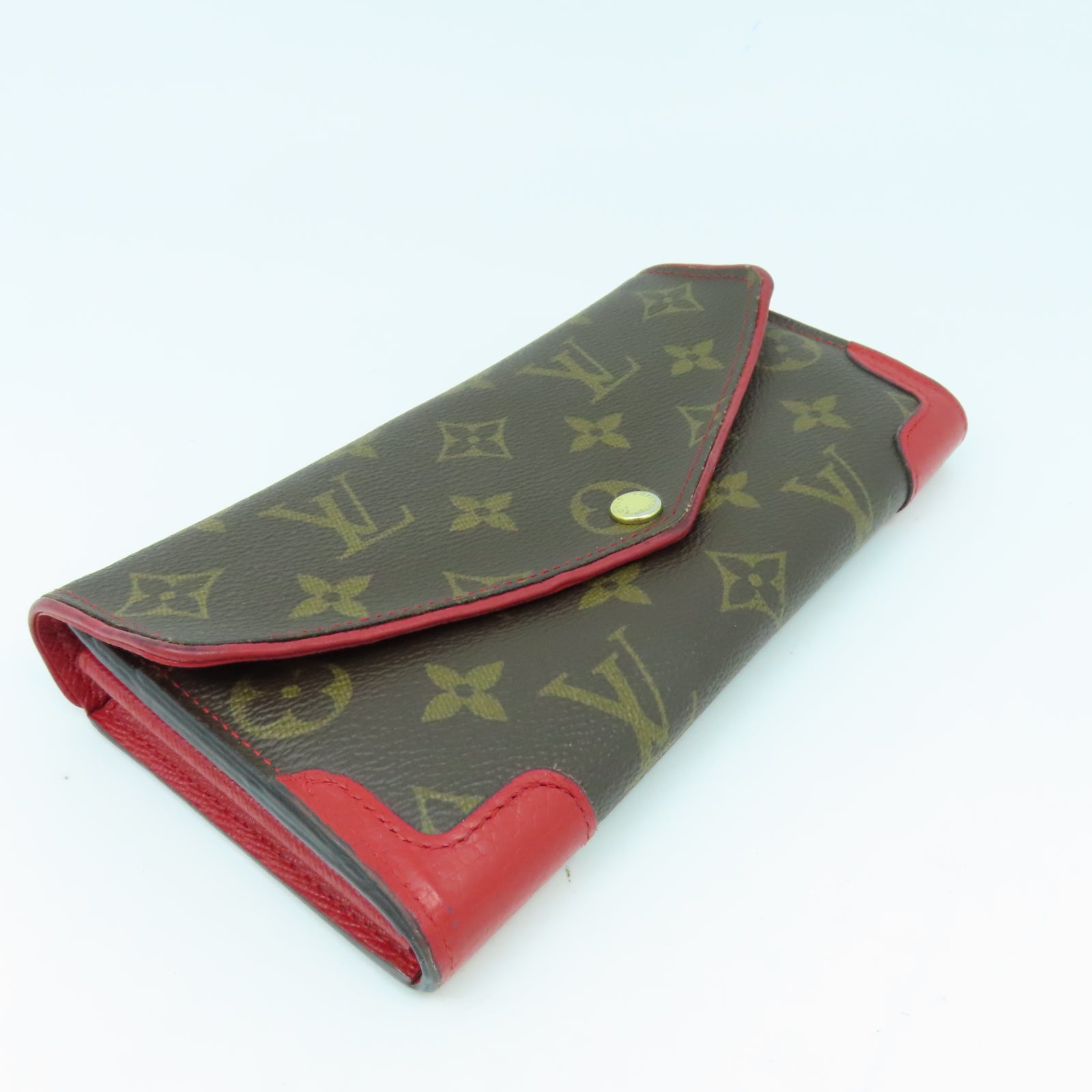 LOUIS VUITTON Monogram Sarah Wallet Retiro金扣長錢包啡色/紅色