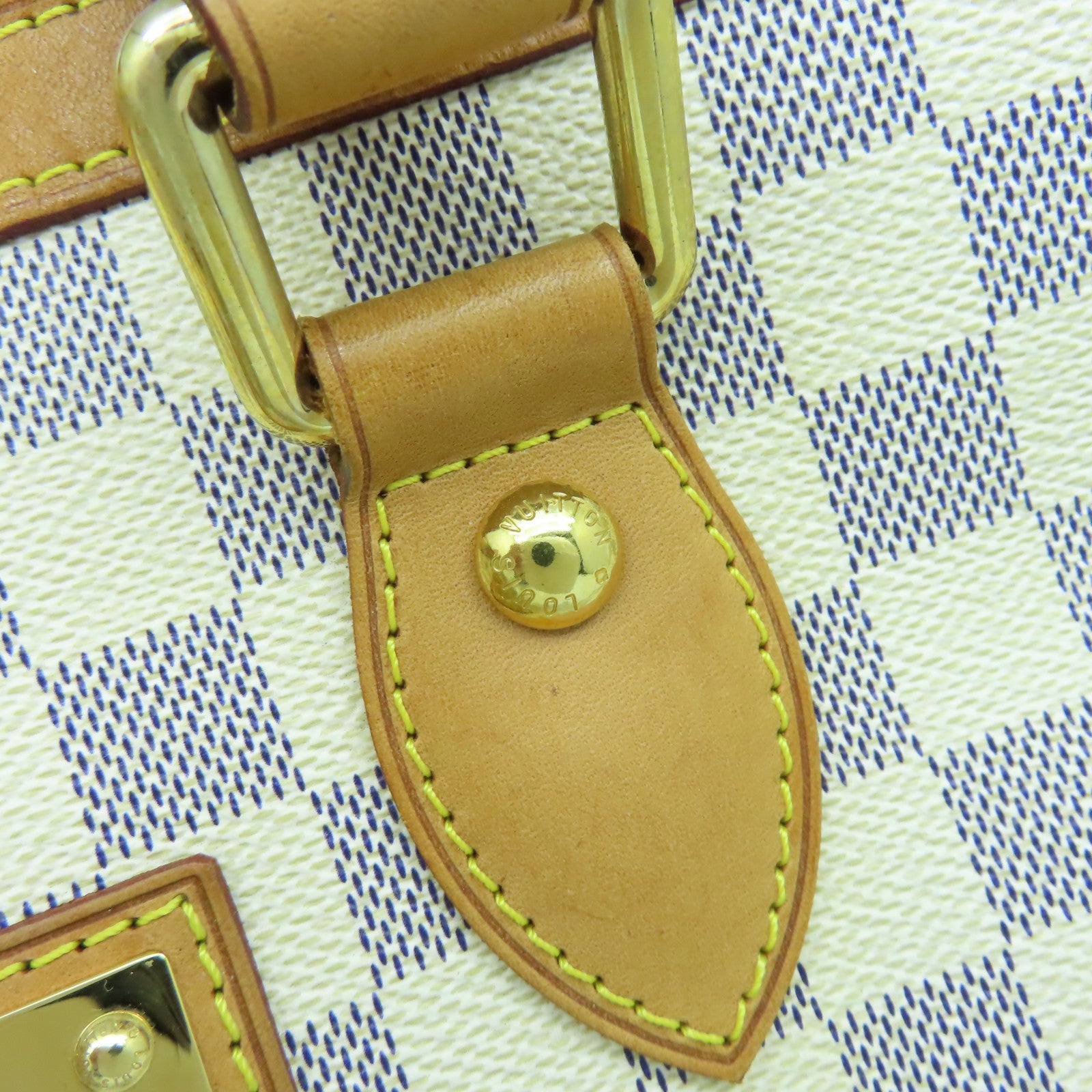 LOUIS VUITTON Damier Azur Hampstead PM金扣肩背袋白色/啡色