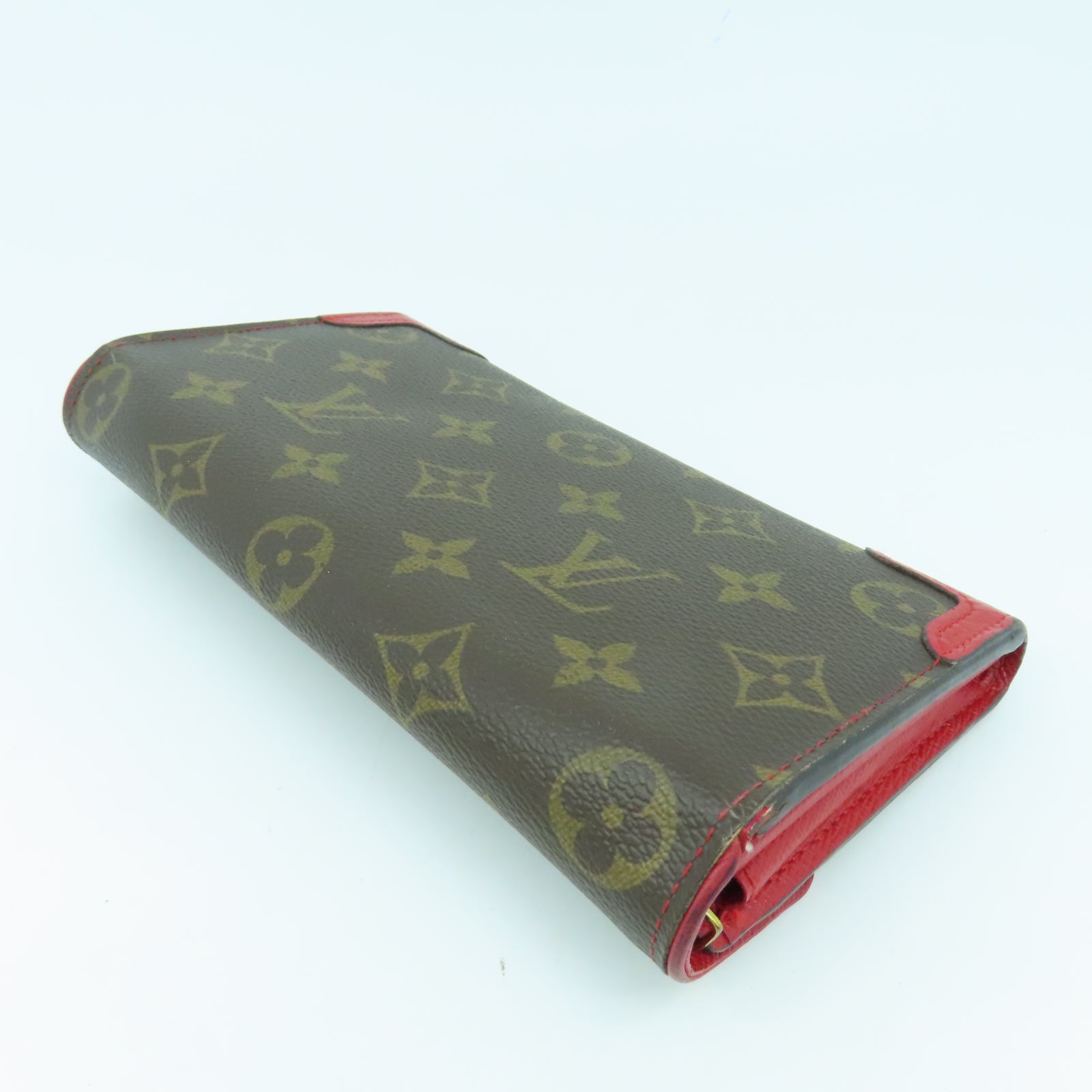 LOUIS VUITTON Monogram Sarah Wallet Retiro金扣長錢包啡色/紅色