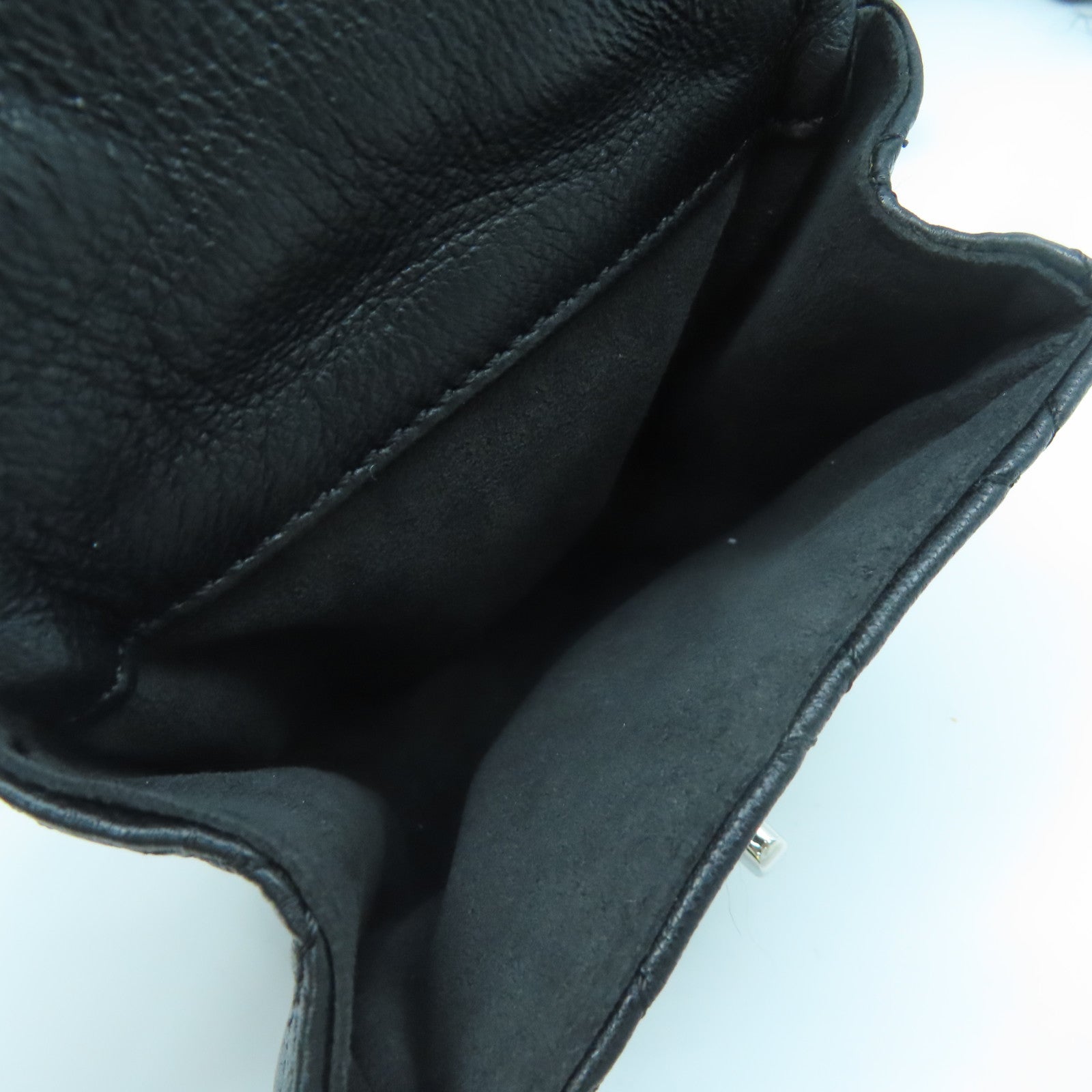 CHANEL rhombic cowhide leather / furry Chain Shoulder Bag silver buckle chain shoulder bag black