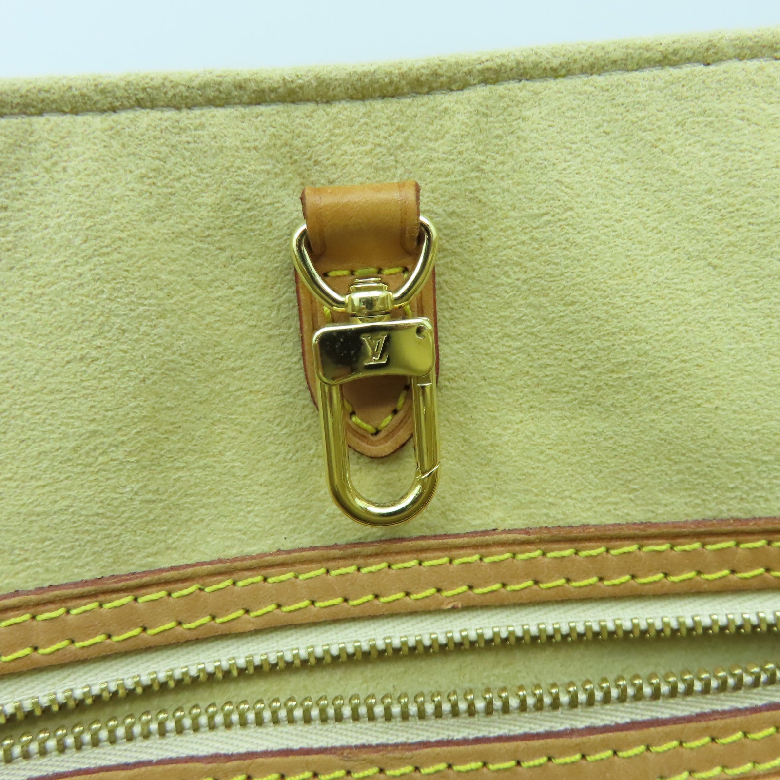 LOUIS VUITTON Damier Azur Hampstead PM金扣肩背袋白色/啡色
