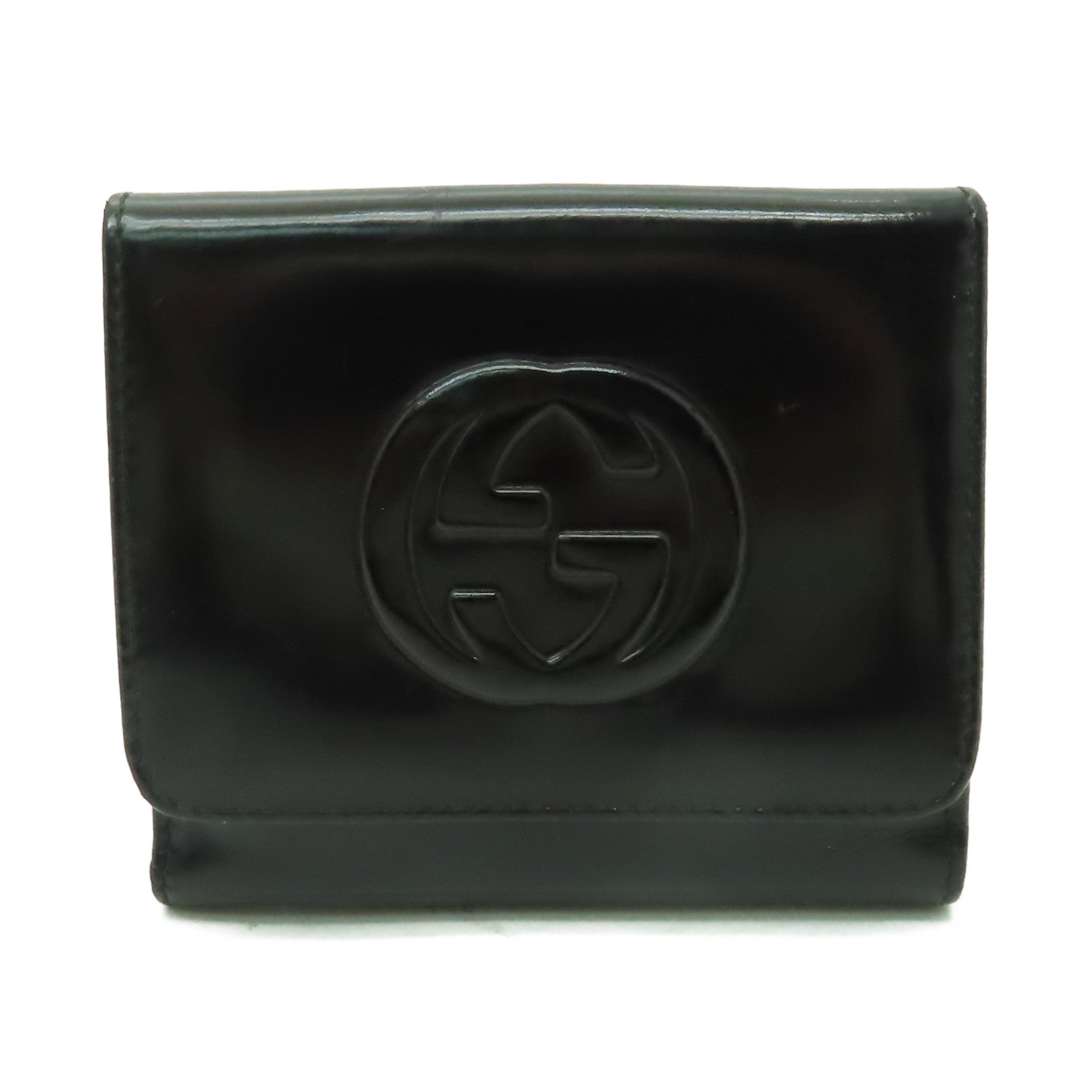 GUCCI 【激減優惠】牛皮皮革Wallet銀扣錢包黑色