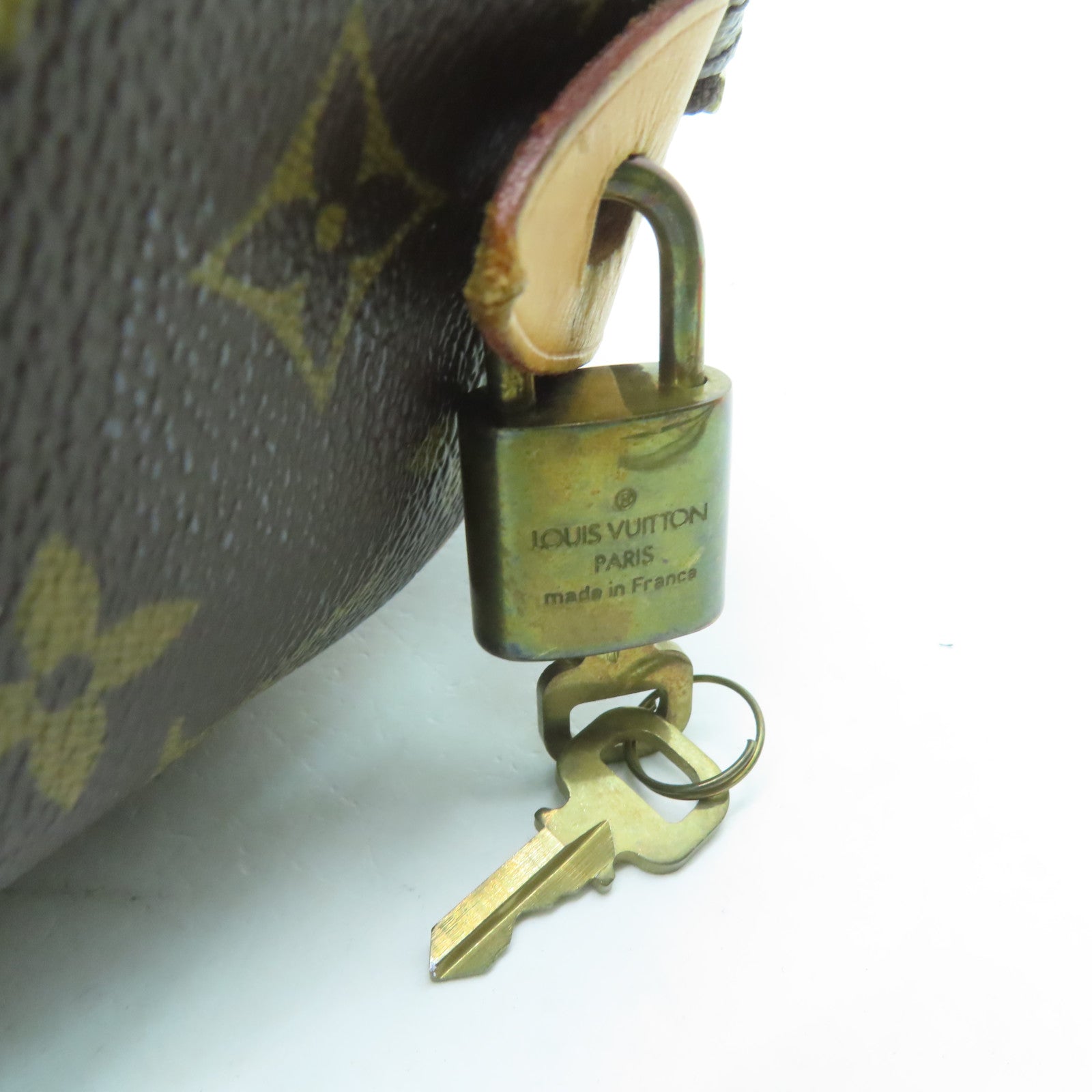 LOUIS VUITTON Monogram Speedy 25 Gold Buckle Hand Bag Brown