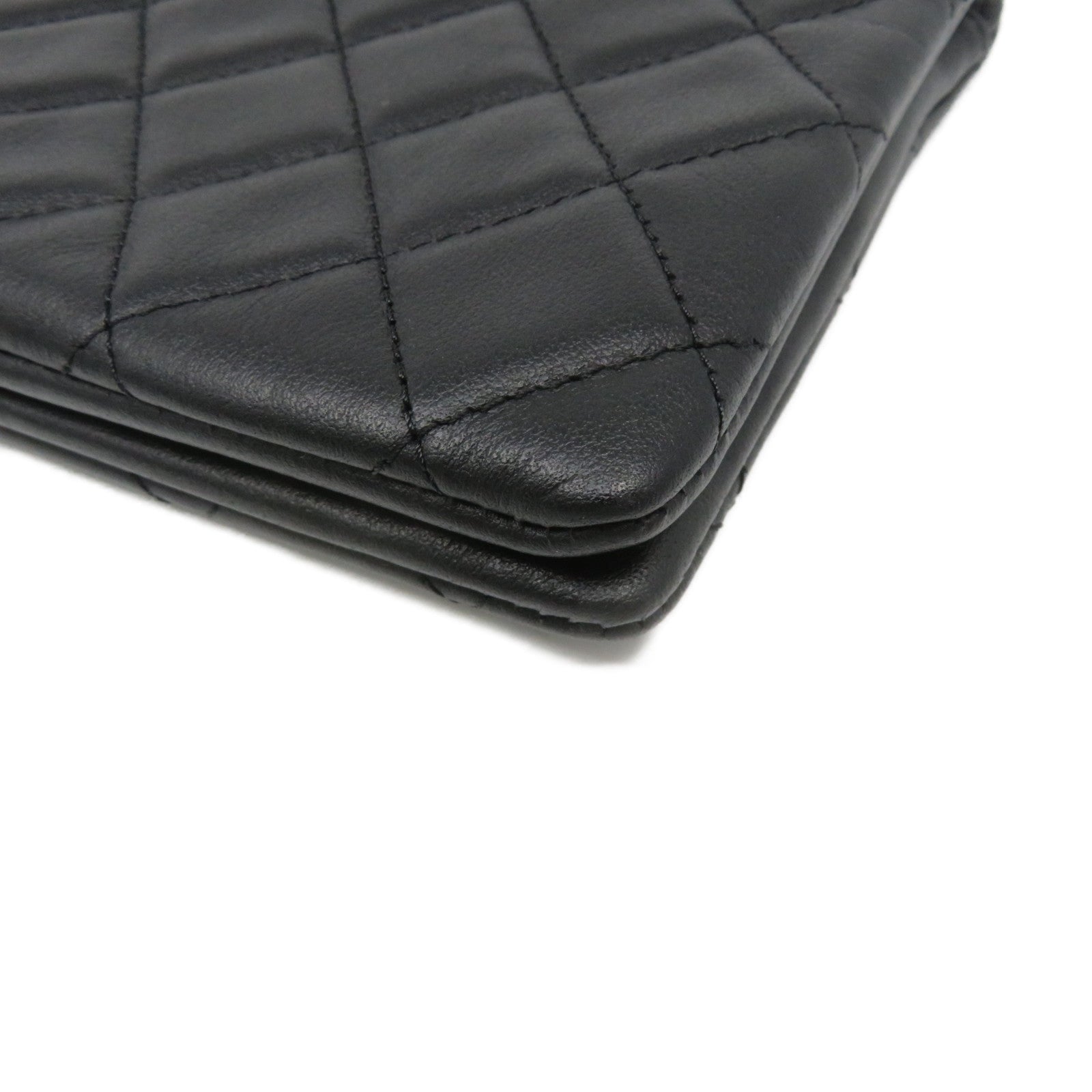 CHANEL rhombic cowhide leather Clutch Bag silver buckle clutch bag black