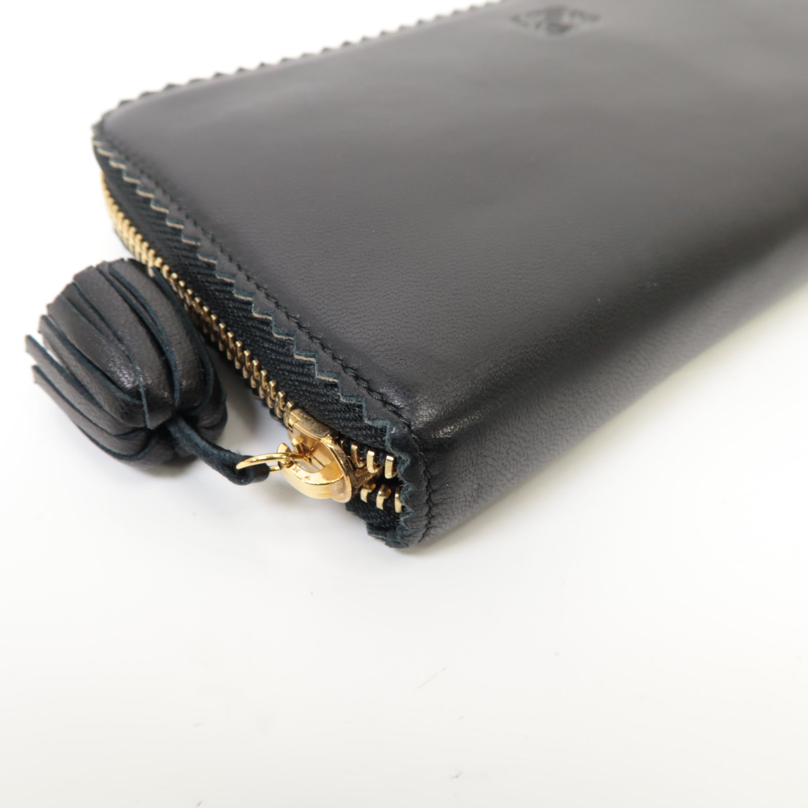 LOEWE 羊皮皮革Long Wallet金扣長錢包黑色/紫色