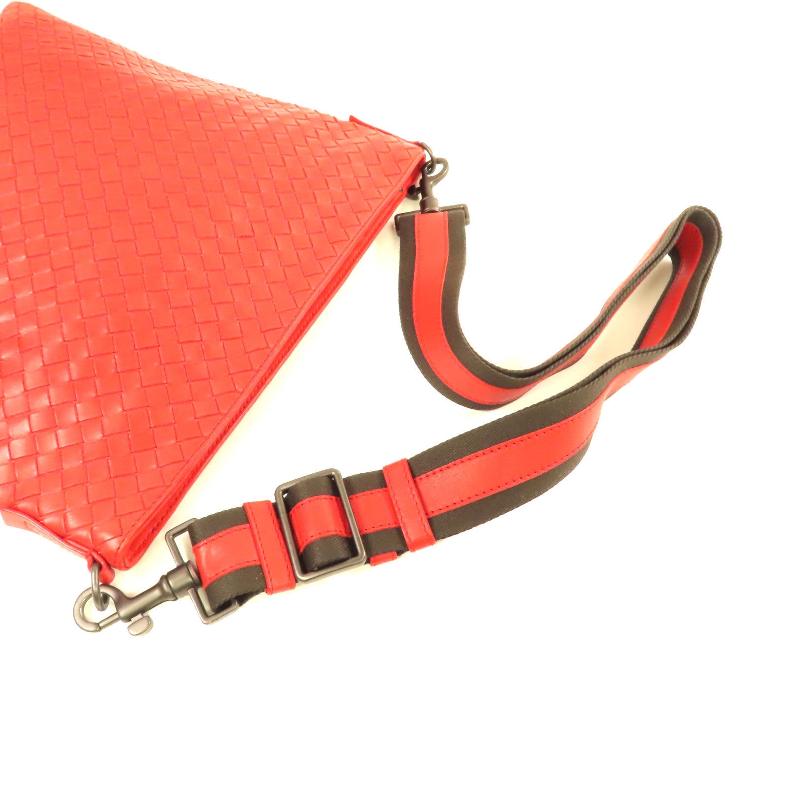 BOTTEGA VENETA 織紋皮革Shoulder Bag肩背袋紅色
