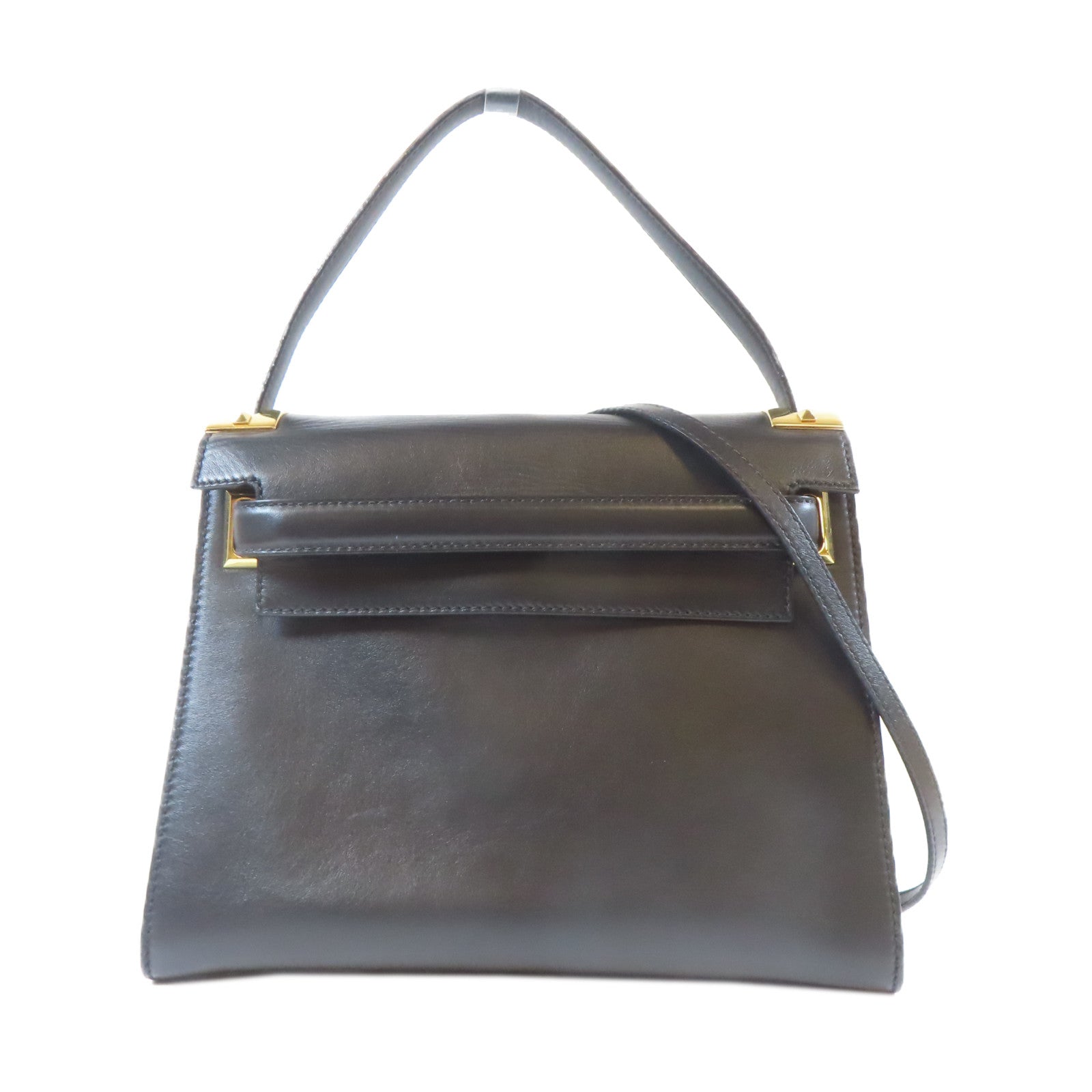 Valentino 牛皮皮革2Way Shoulder金扣手挽肩背兩用袋黑色