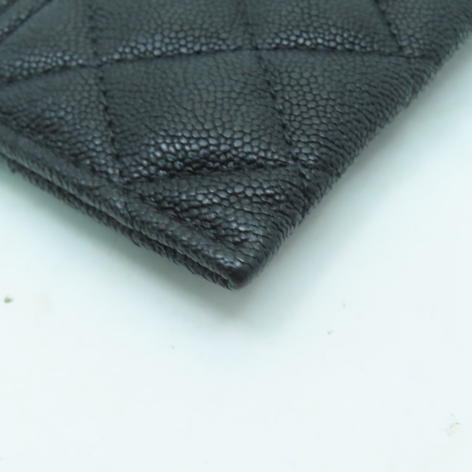 CHANEL 菱格Caviar皮革Card Case金扣卡片套黑色