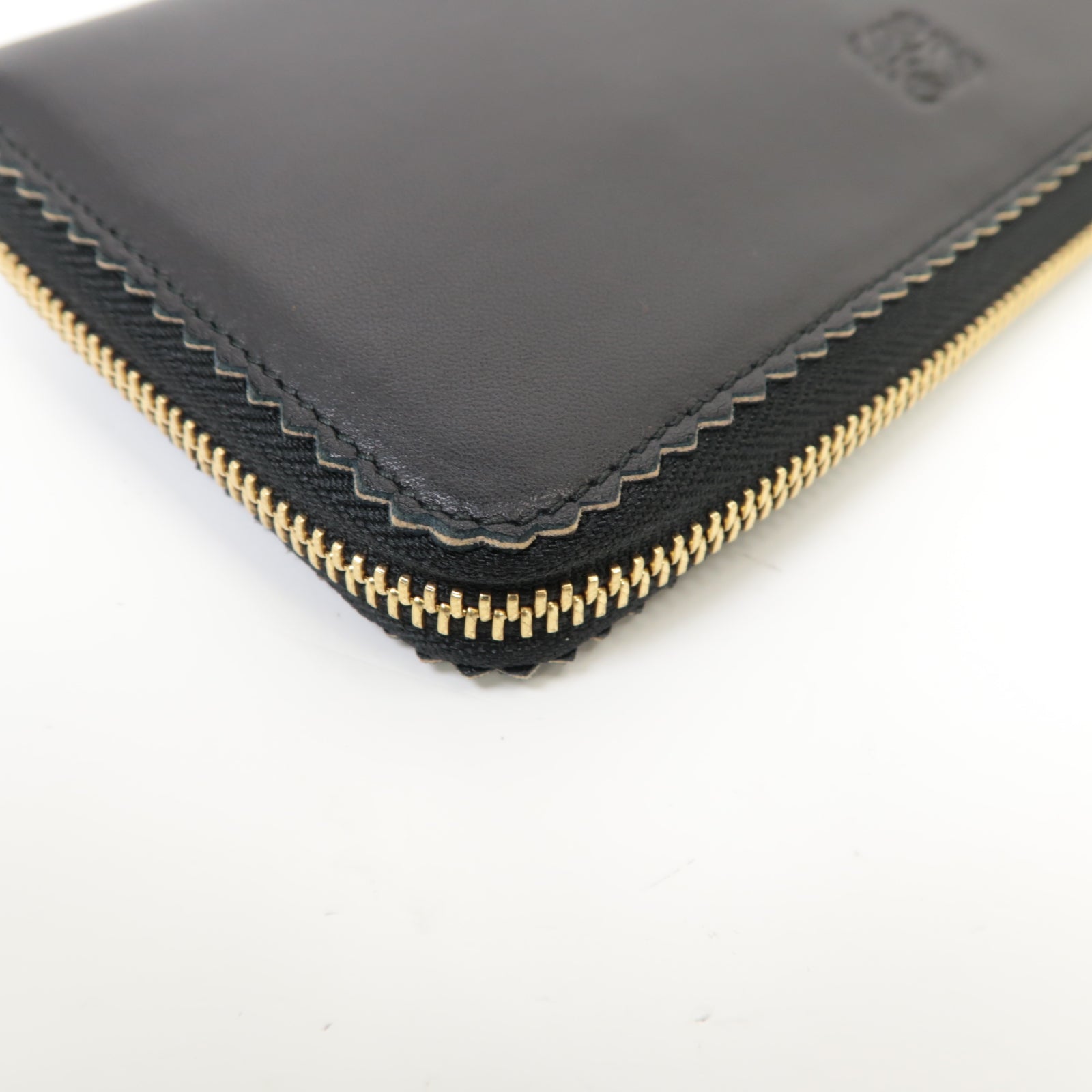 LOEWE 羊皮皮革Long Wallet金扣長錢包黑色/紫色