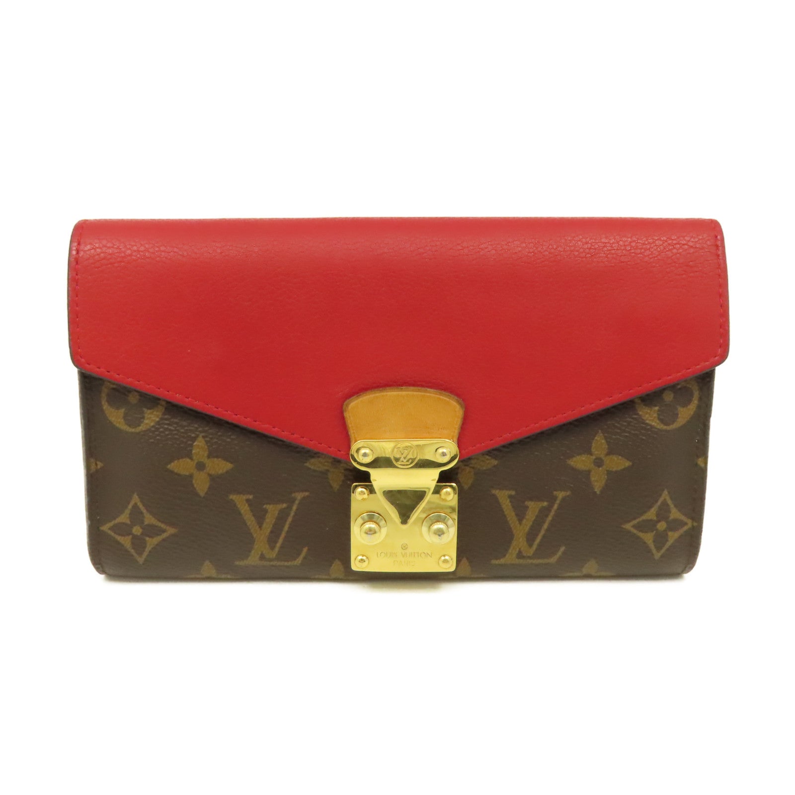 LOUIS VUITTON 【激減優惠】Monogram Pallas Long Wallet金扣長錢包啡色/紅色