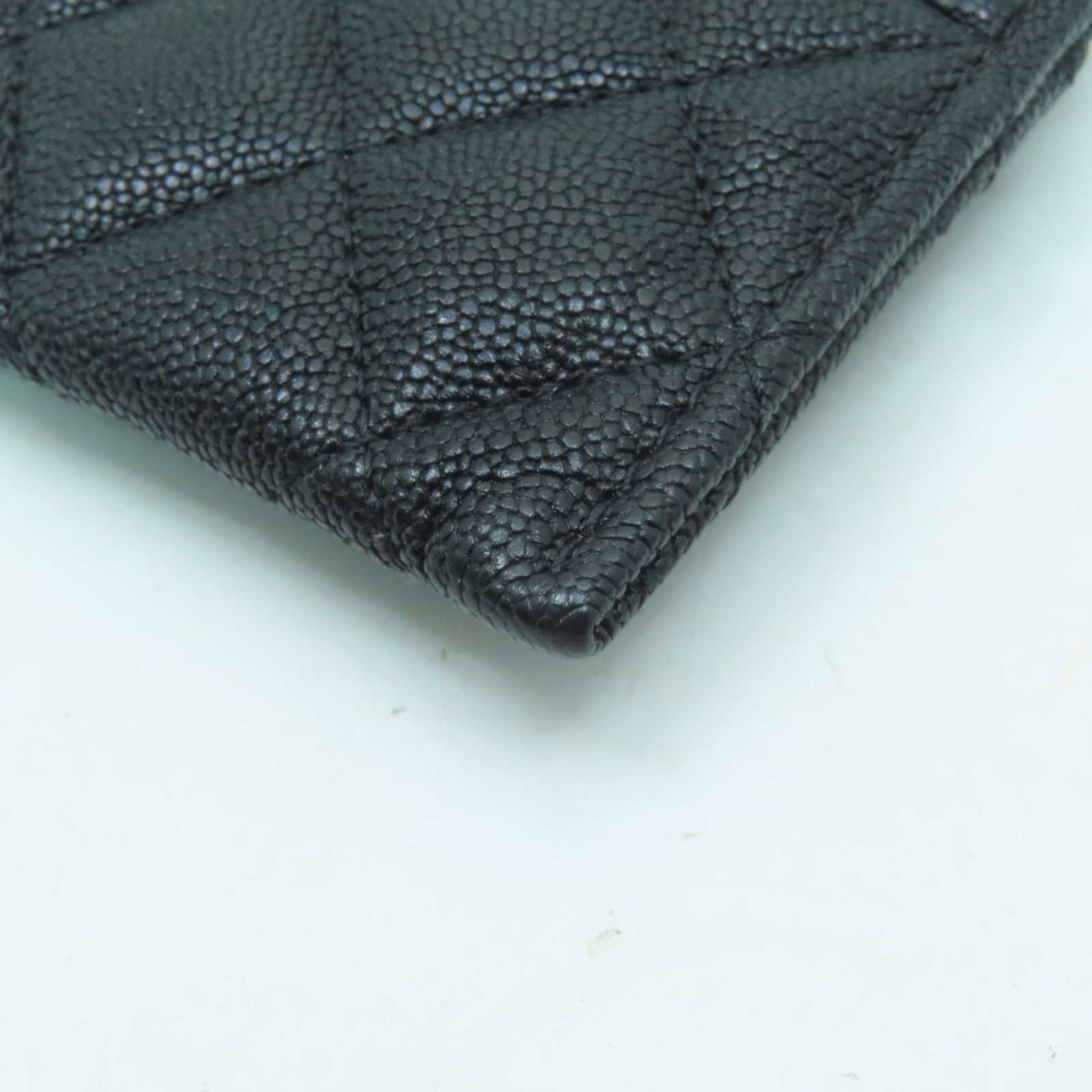 CHANEL 菱格Caviar皮革Card Case金扣卡片套黑色