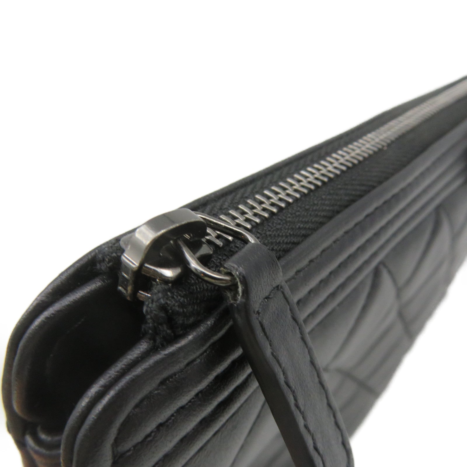 CHANEL rhombic cowhide leather Clutch Bag silver buckle clutch bag black