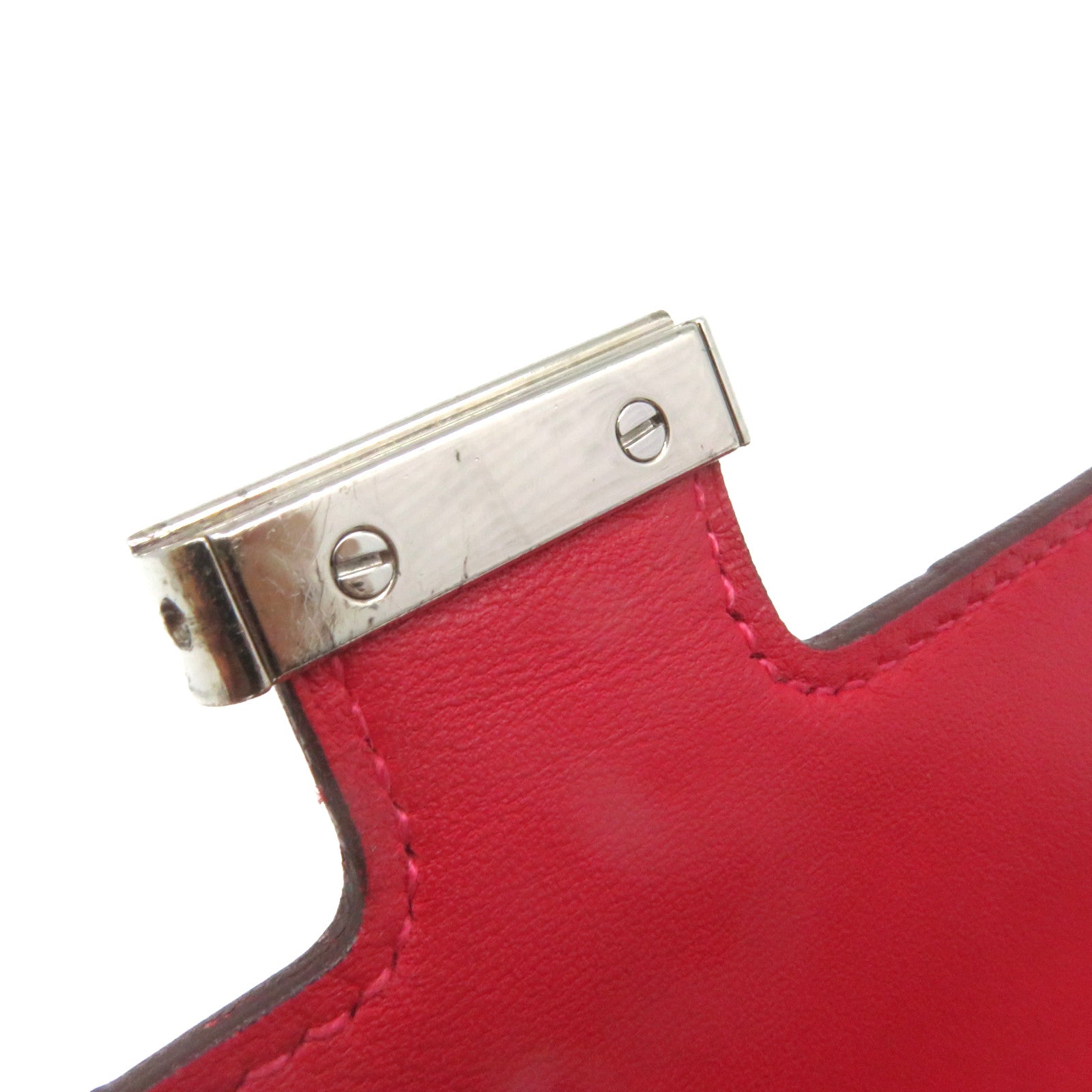 HERMES Epsom皮革Constance Wallet銀扣長錢包Rouge Casaque紅色