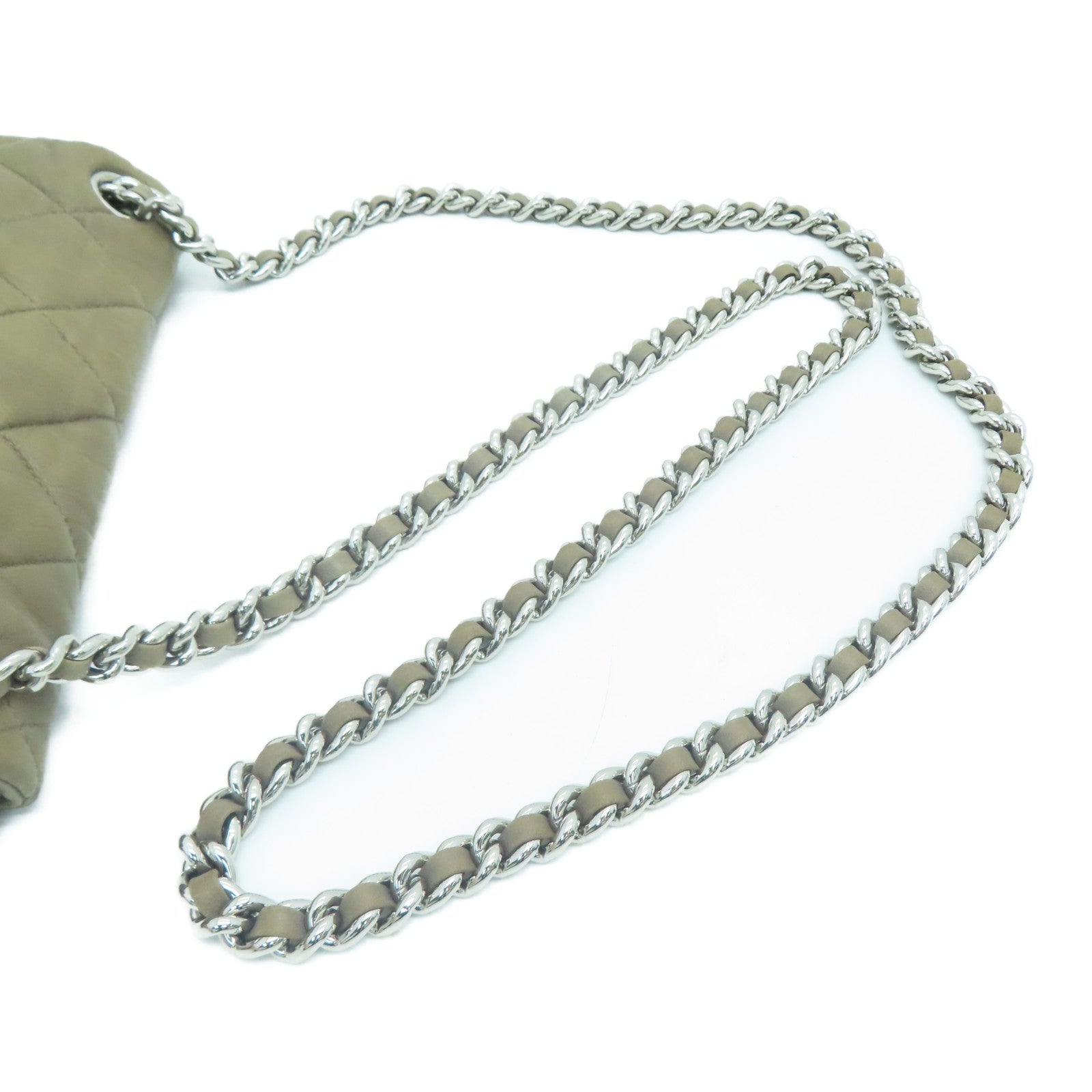 CHANEL 【激減優惠】菱格羊皮皮革Chain Shoulder Bag銀扣肩背袋啡色