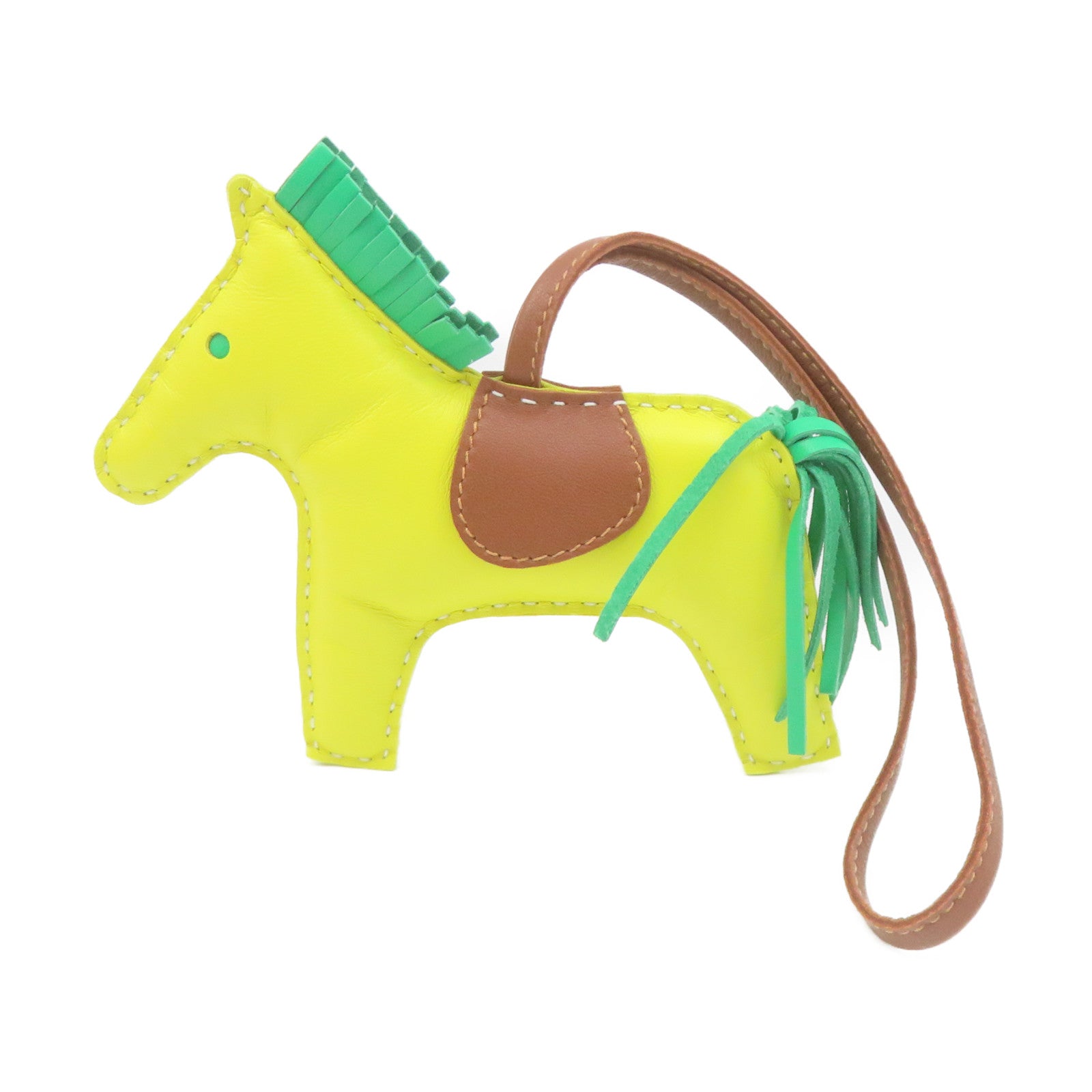 HERMES 牛皮皮革Rodeo Charm掛飾黃色/彩色