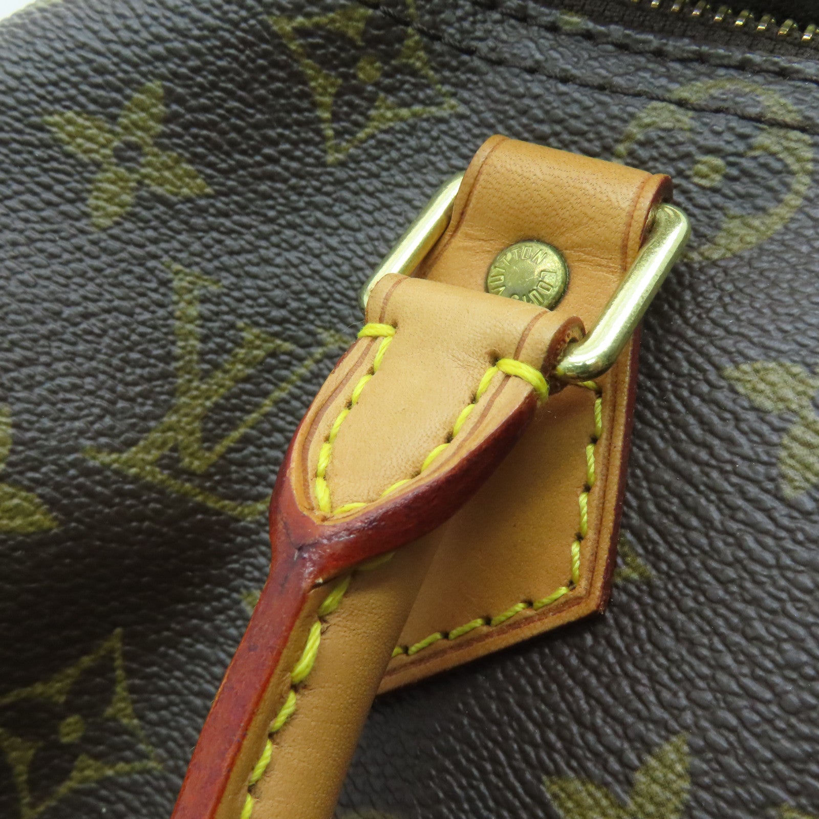 LOUIS VUITTON Monogram Speedy 25 Gold Buckle Hand Bag Brown