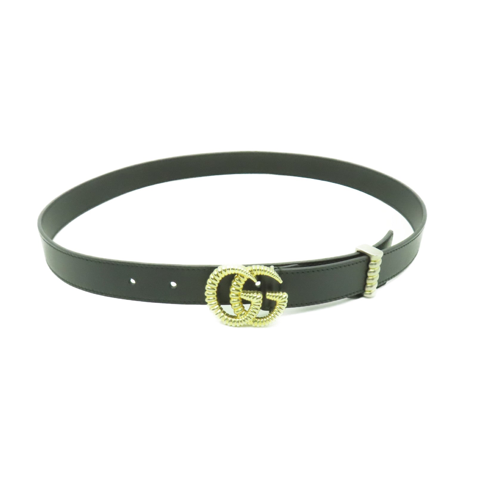 GUCCI 牛皮皮革Belt 85cm金扣皮帶黒色
