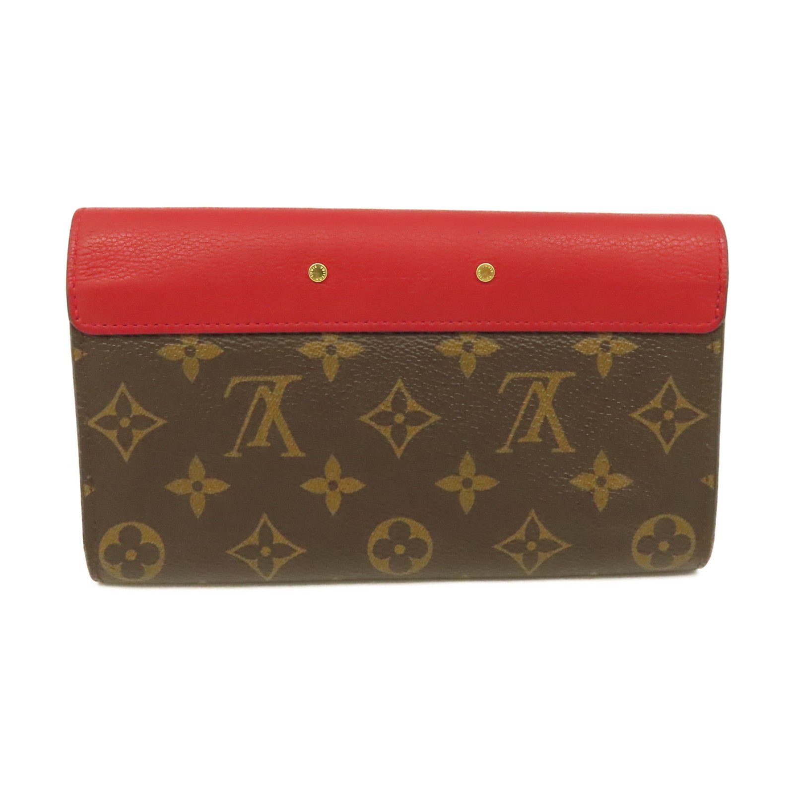 LOUIS VUITTON 【激減優惠】Monogram Pallas Long Wallet金扣長錢包啡色/紅色