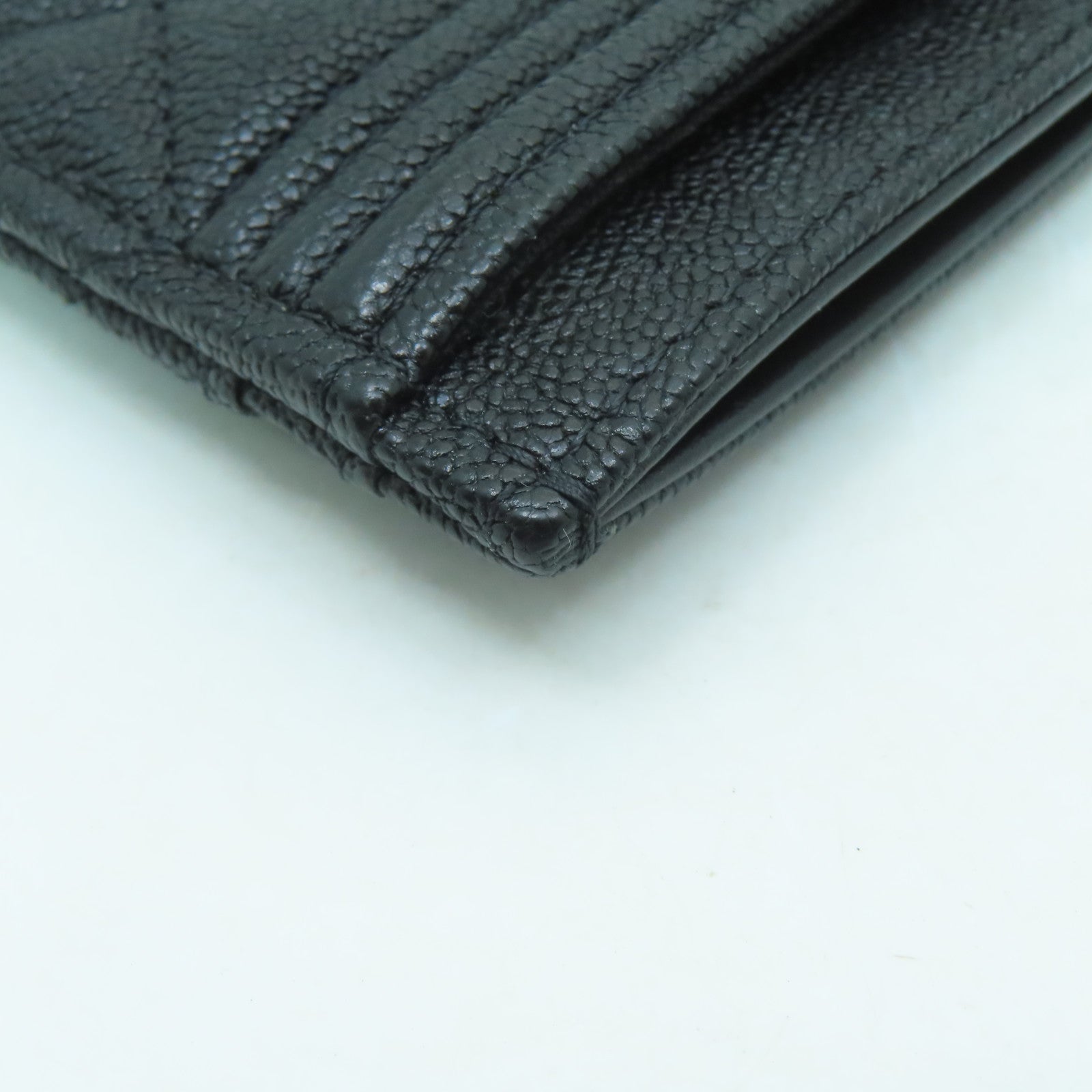 CHANEL 菱格Caviar皮革Card Case金扣卡片套黑色