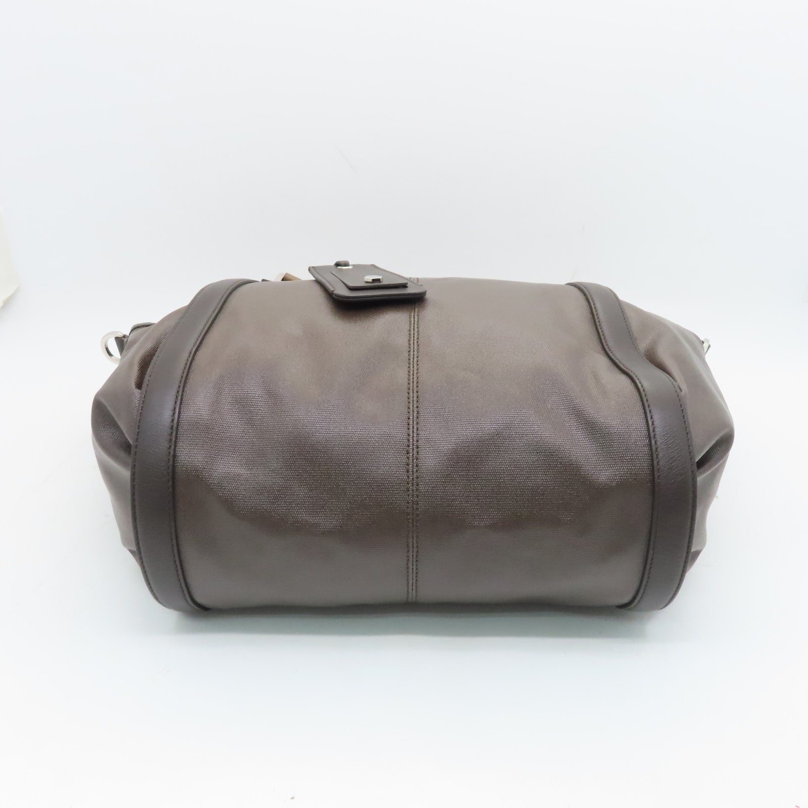 TOD'S 涂层帆布2 Way Shoulder银扣手挽肩背两用袋啡色