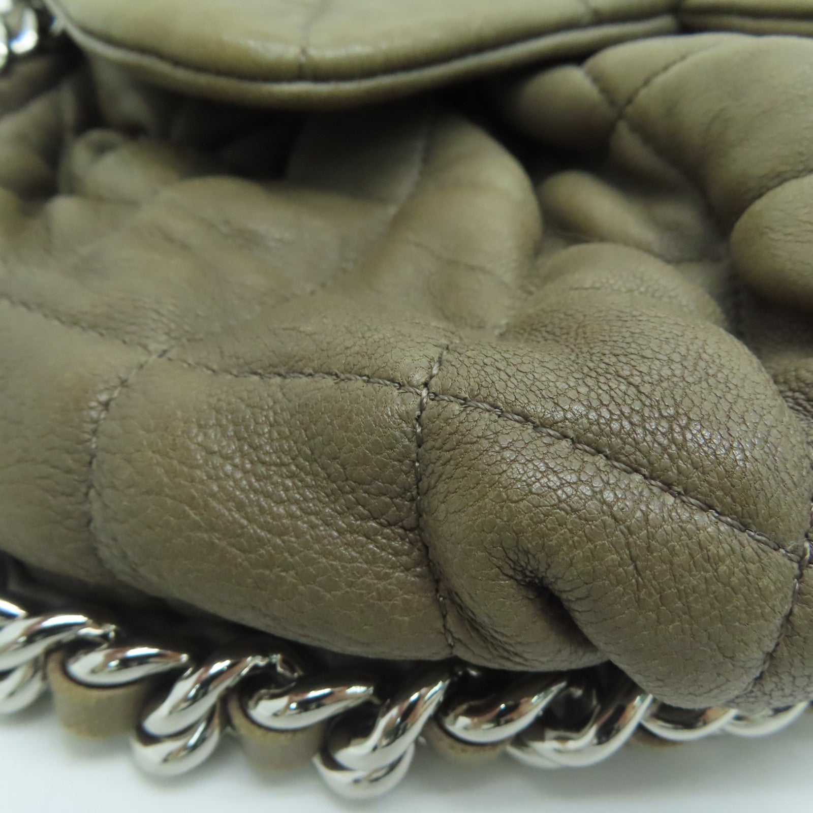CHANEL 【激減優惠】菱格羊皮皮革Chain Shoulder Bag銀扣肩背袋啡色