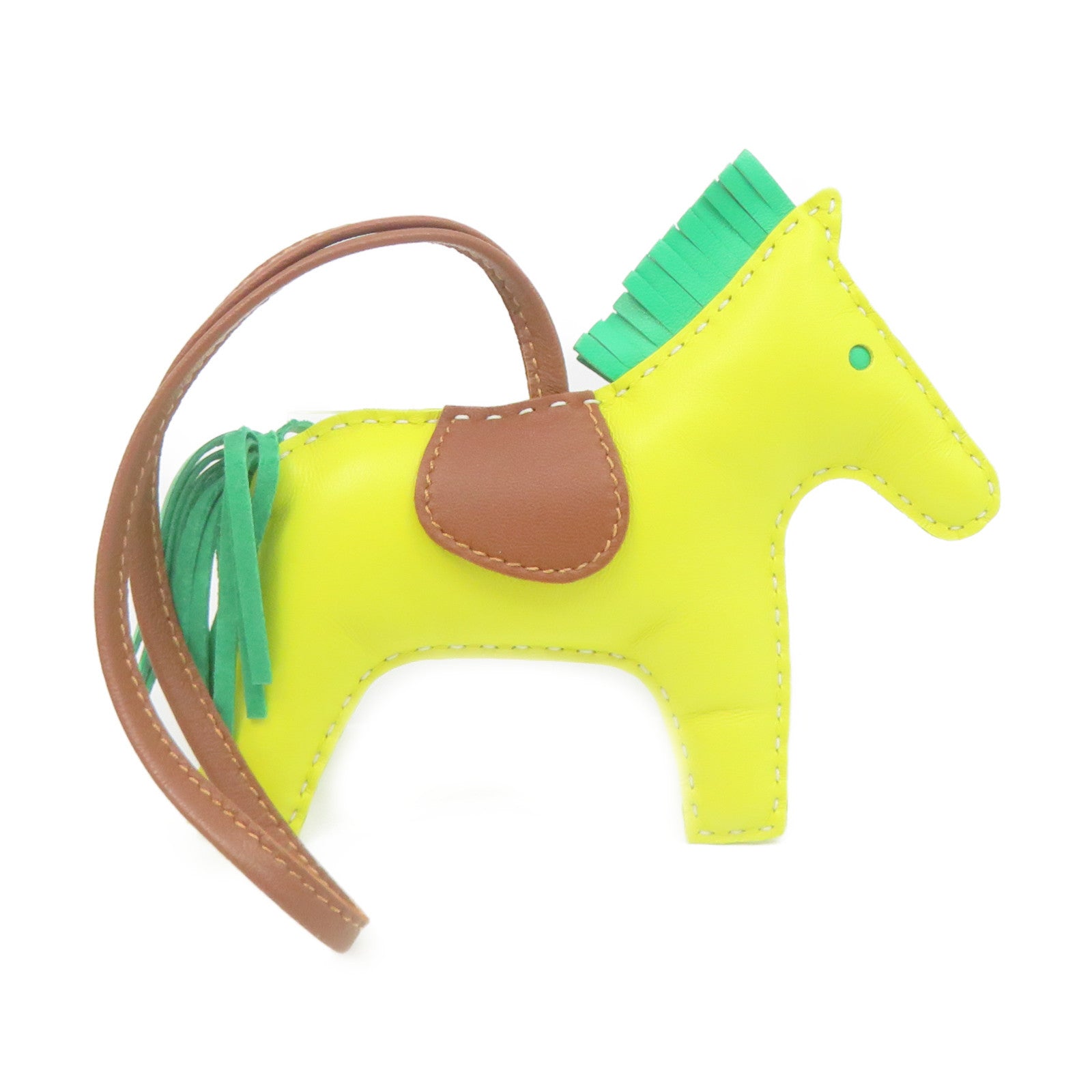 HERMES 牛皮皮革Rodeo Charm掛飾黃色/彩色