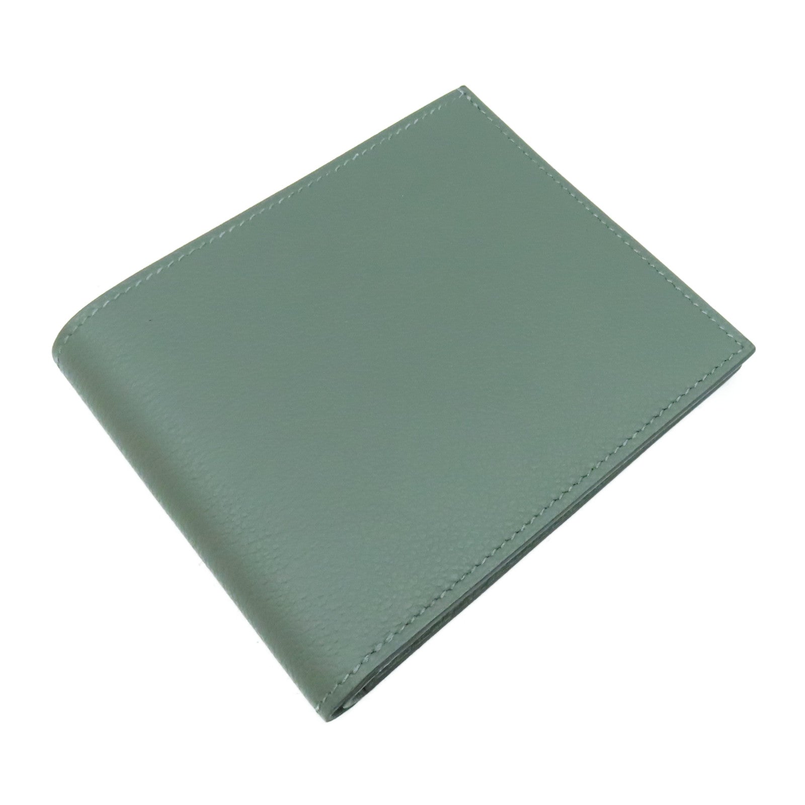 HERMES Evercolor皮革Citizen Twill Compact錢包積雨雲灰色