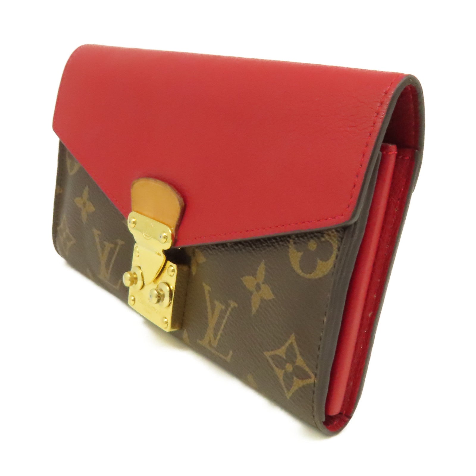 LOUIS VUITTON 【激減優惠】Monogram Pallas Long Wallet金扣長錢包啡色/紅色