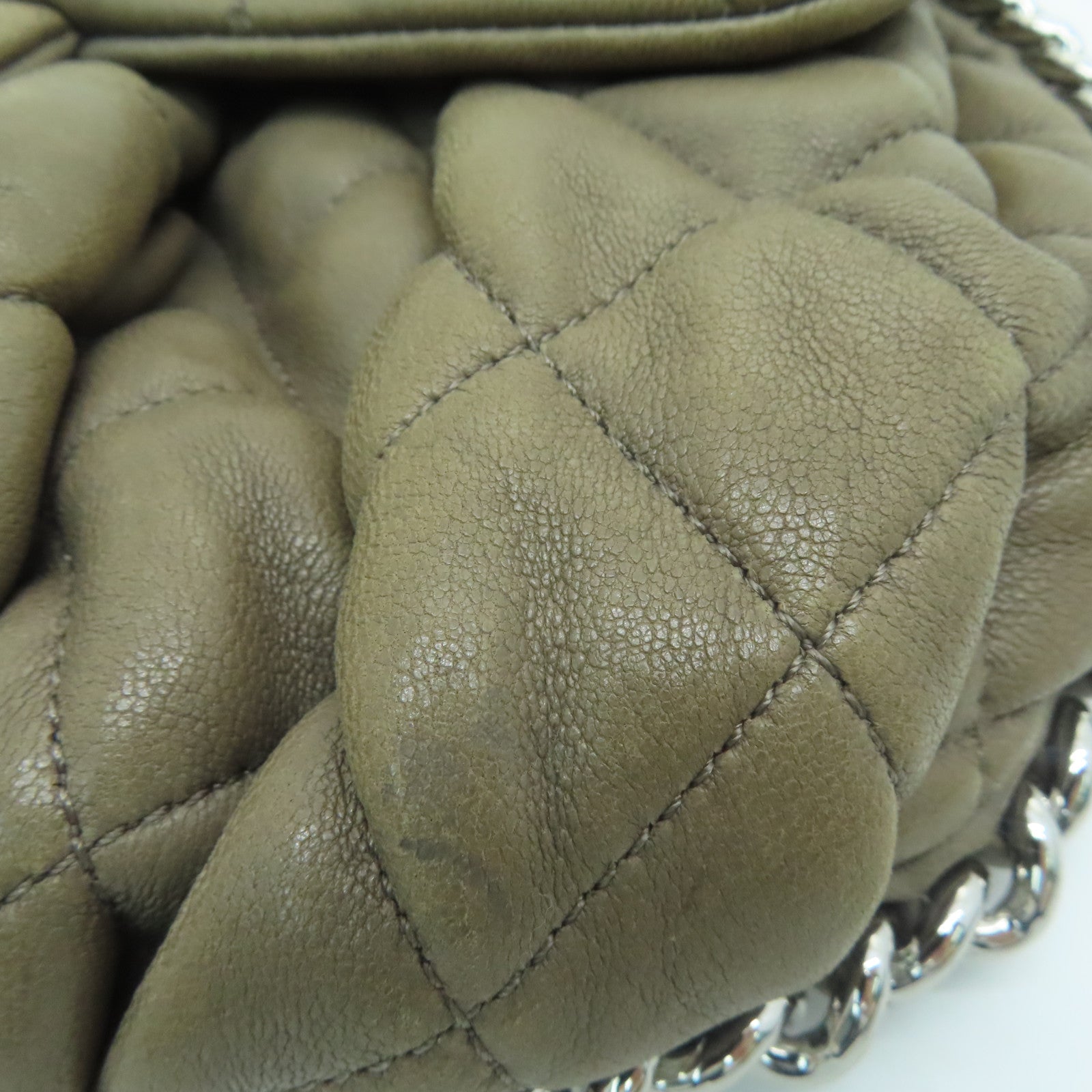 CHANEL 【激減優惠】菱格羊皮皮革Chain Shoulder Bag銀扣肩背袋啡色