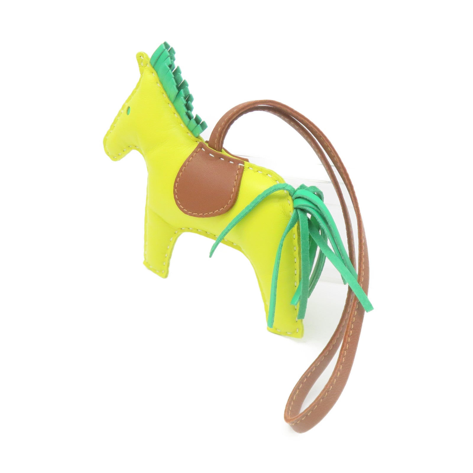 HERMES 牛皮皮革Rodeo Charm掛飾黃色/彩色