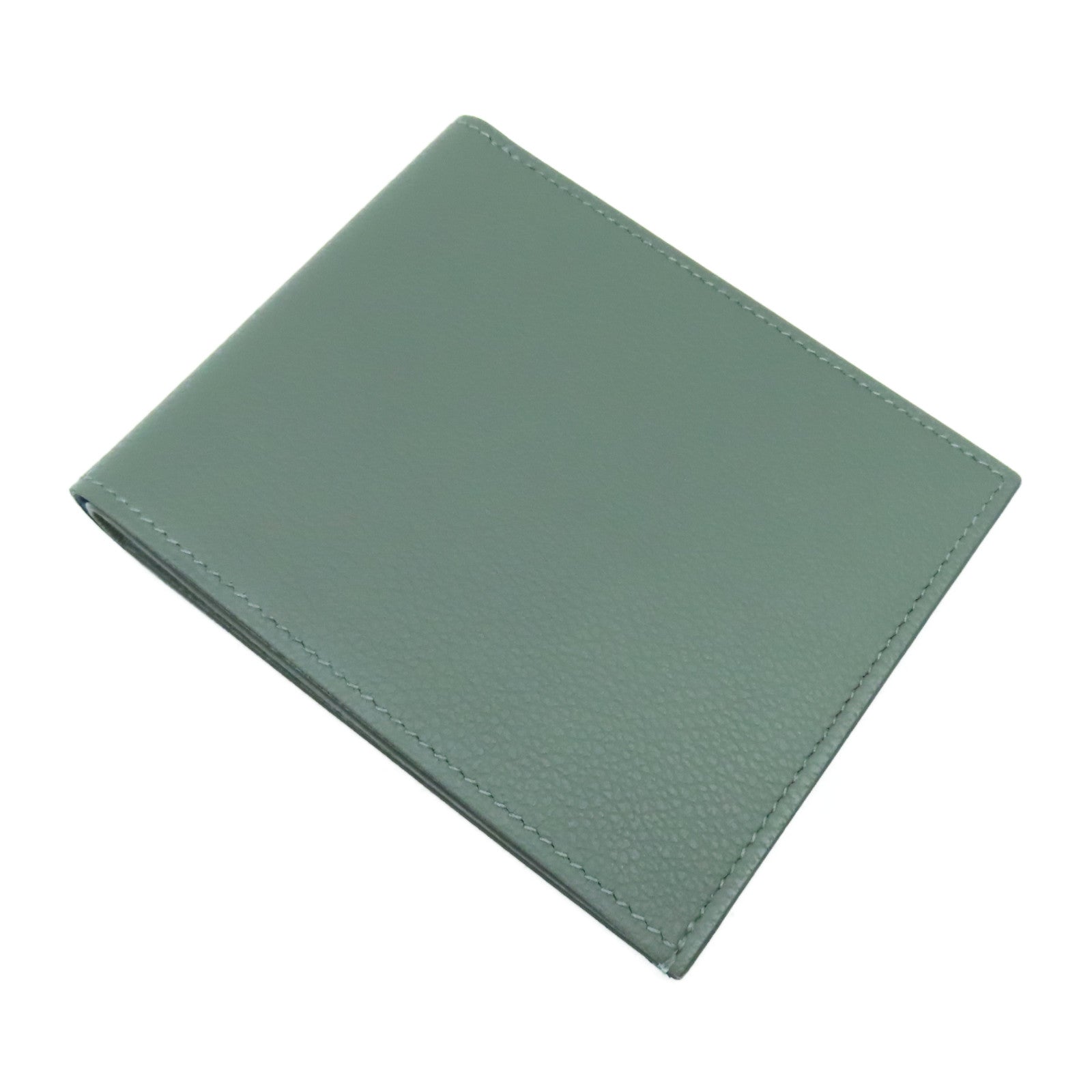 HERMES Evercolor皮革Citizen Twill Compact錢包積雨雲灰色