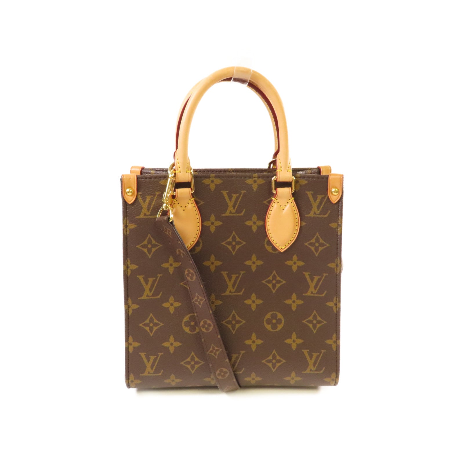 LOUIS VUITTON Monogram Sac Plat BB 2Way Shoulder Bag金扣手挽肩背兩用袋啡色