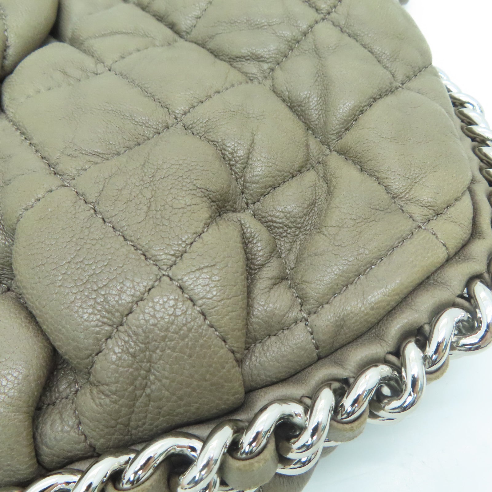CHANEL 【激減優惠】菱格羊皮皮革Chain Shoulder Bag銀扣肩背袋啡色