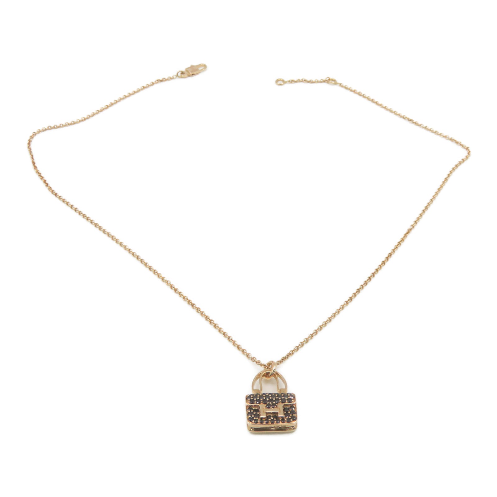 HERMES 【激減優惠】18K玫瑰金Pendentif Amulettes Constance項鍊