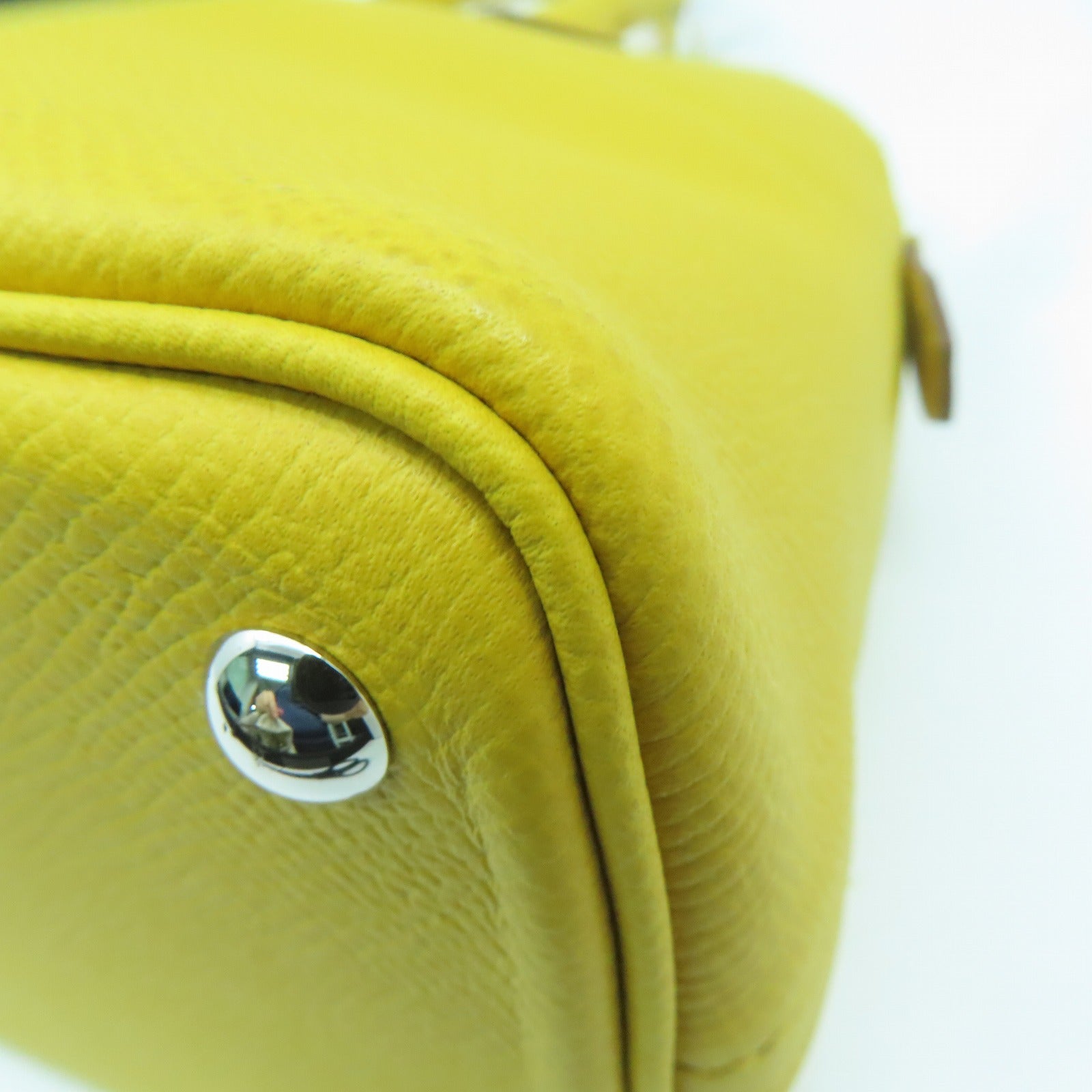 HERMES Veau Epsom Leather Bolide 27 Silver Buckle Handle Bag Yellow