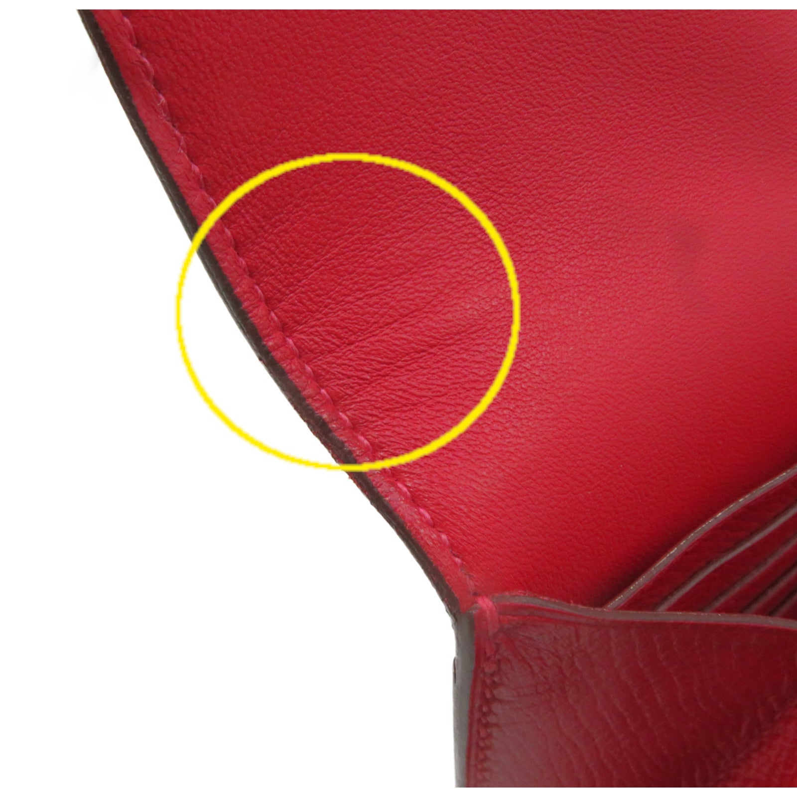 HERMES Epsom皮革Constance Wallet銀扣長錢包Rouge Casaque紅色