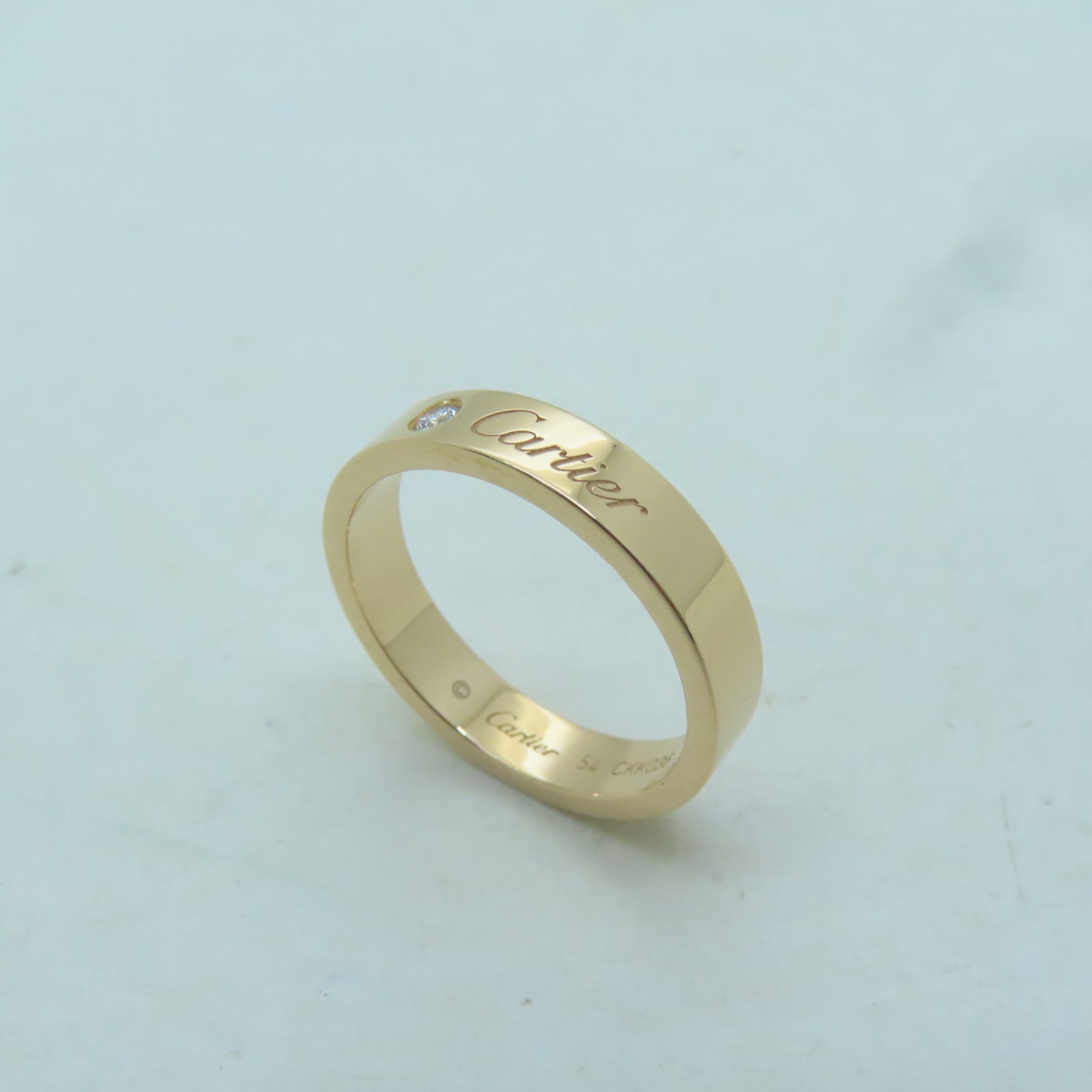 CARTIER 18K Rose Gold C DE Ring 1 Diamond Diamond Ring #54 US#7