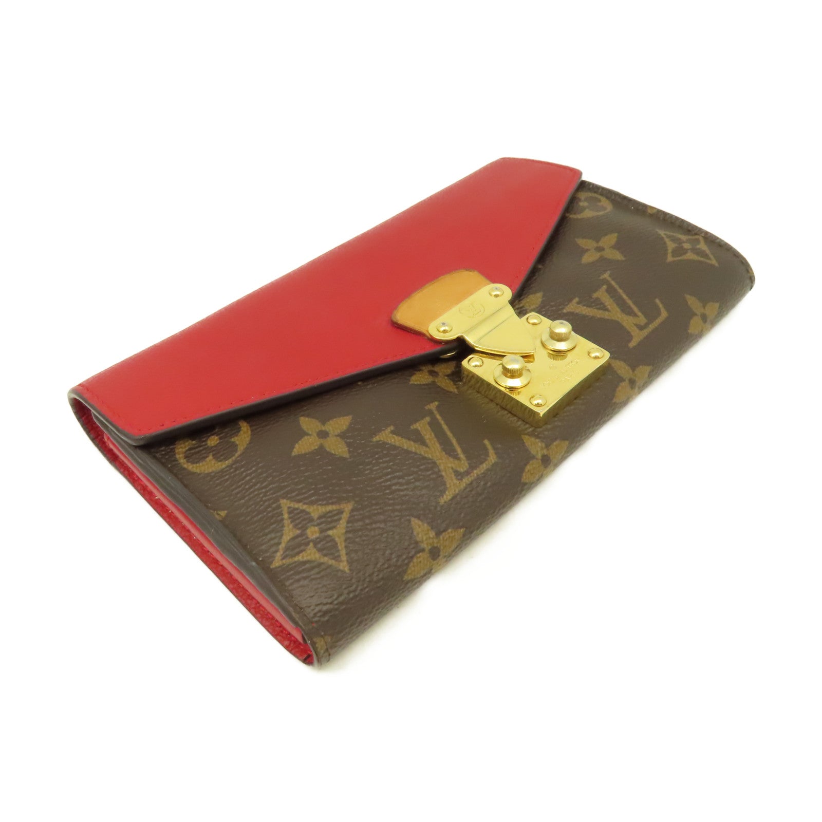 LOUIS VUITTON 【激減優惠】Monogram Pallas Long Wallet金扣長錢包啡色/紅色