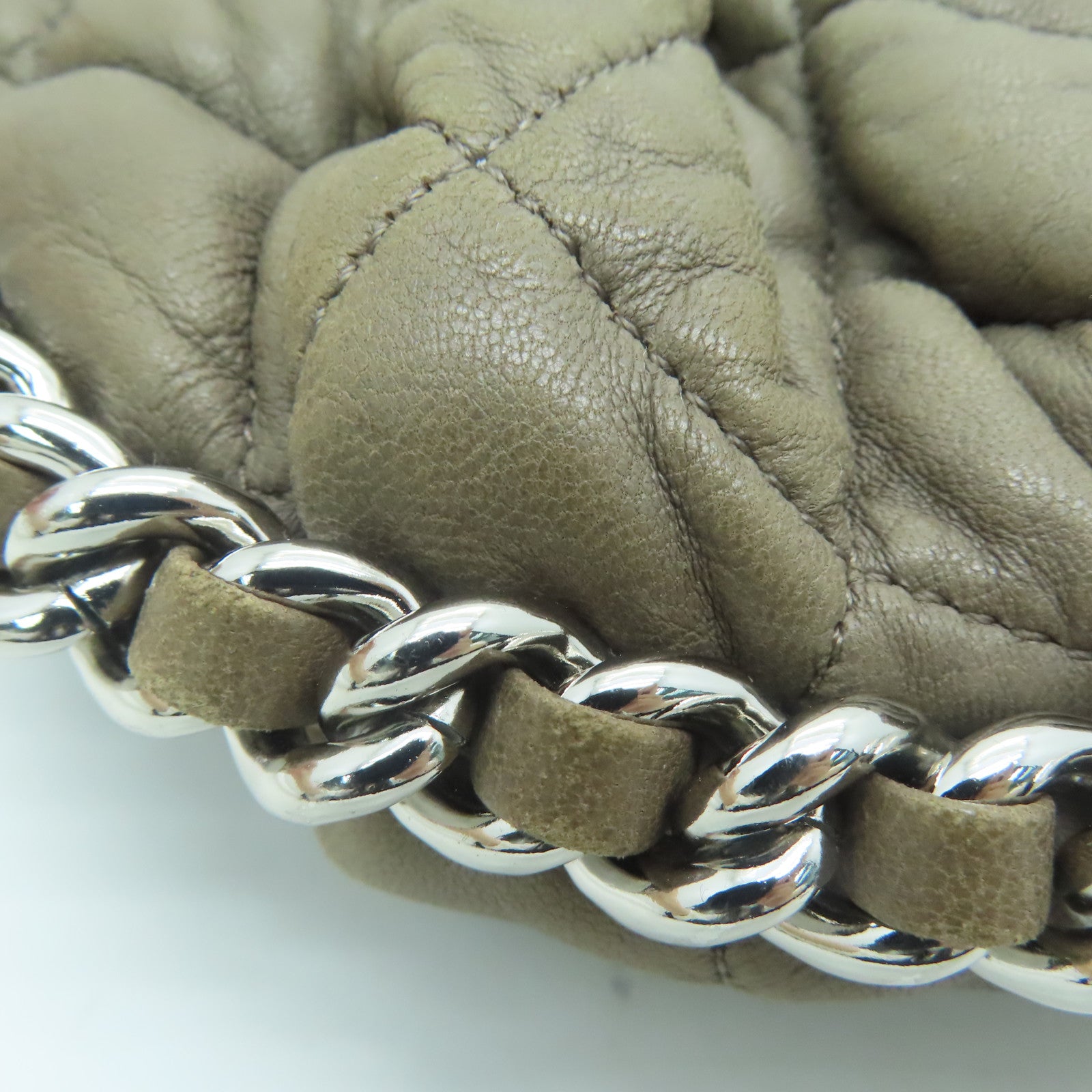 CHANEL 【激減優惠】菱格羊皮皮革Chain Shoulder Bag銀扣肩背袋啡色