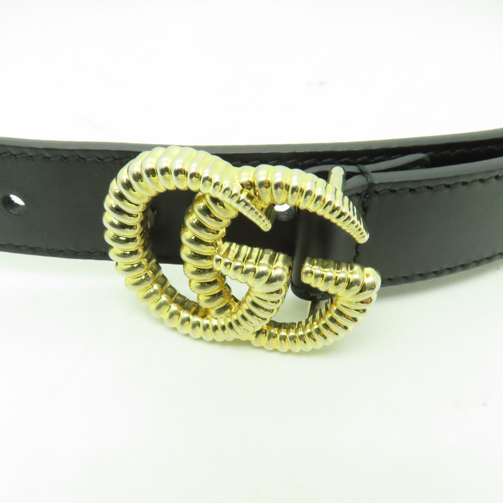 GUCCI 牛皮皮革Belt 85cm金扣皮帶黒色