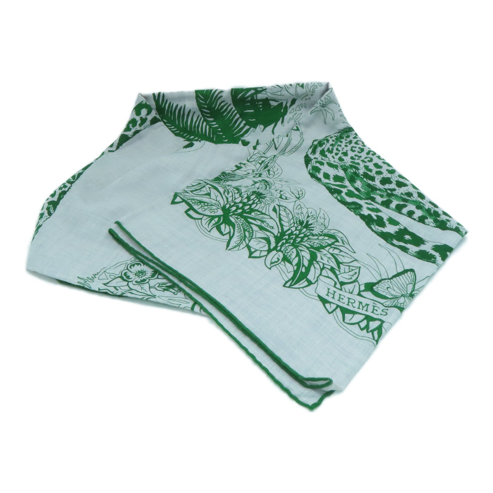 HERMES Cashmere/Silk Scarf Gray/Green