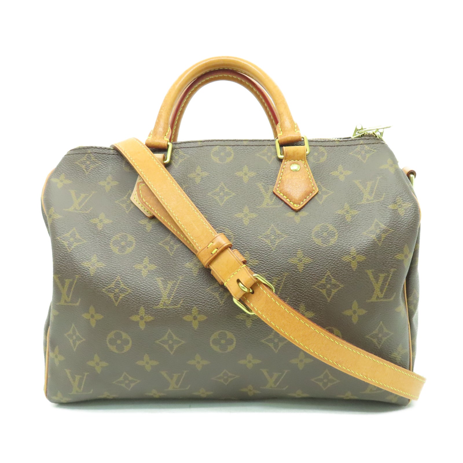 LOUIS VUITTON Monogram Speedy Bandouliere 30金扣手挽肩背兩用袋棕色