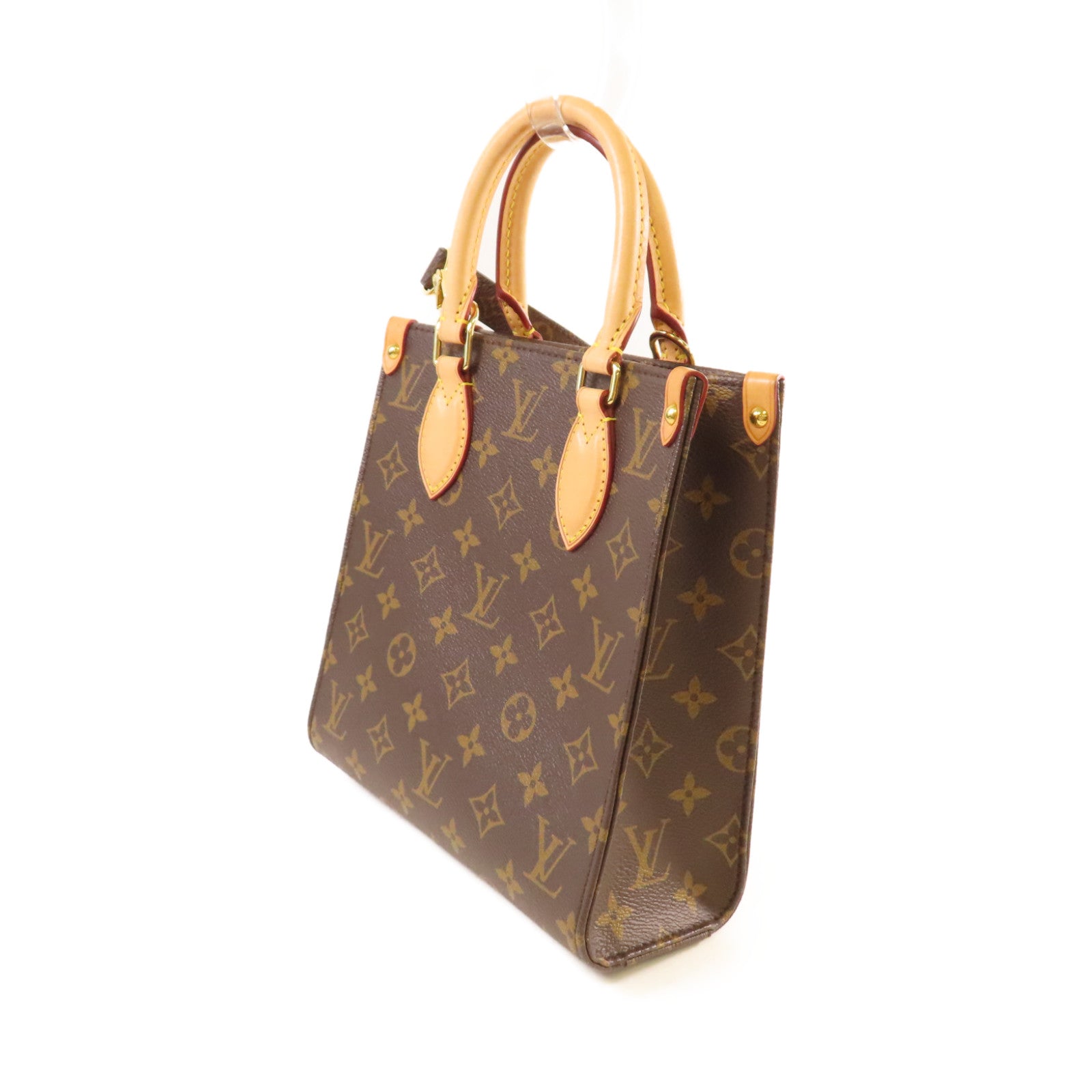 LOUIS VUITTON Monogram Sac Plat BB 2Way Shoulder Bag金扣手挽肩背兩用袋啡色