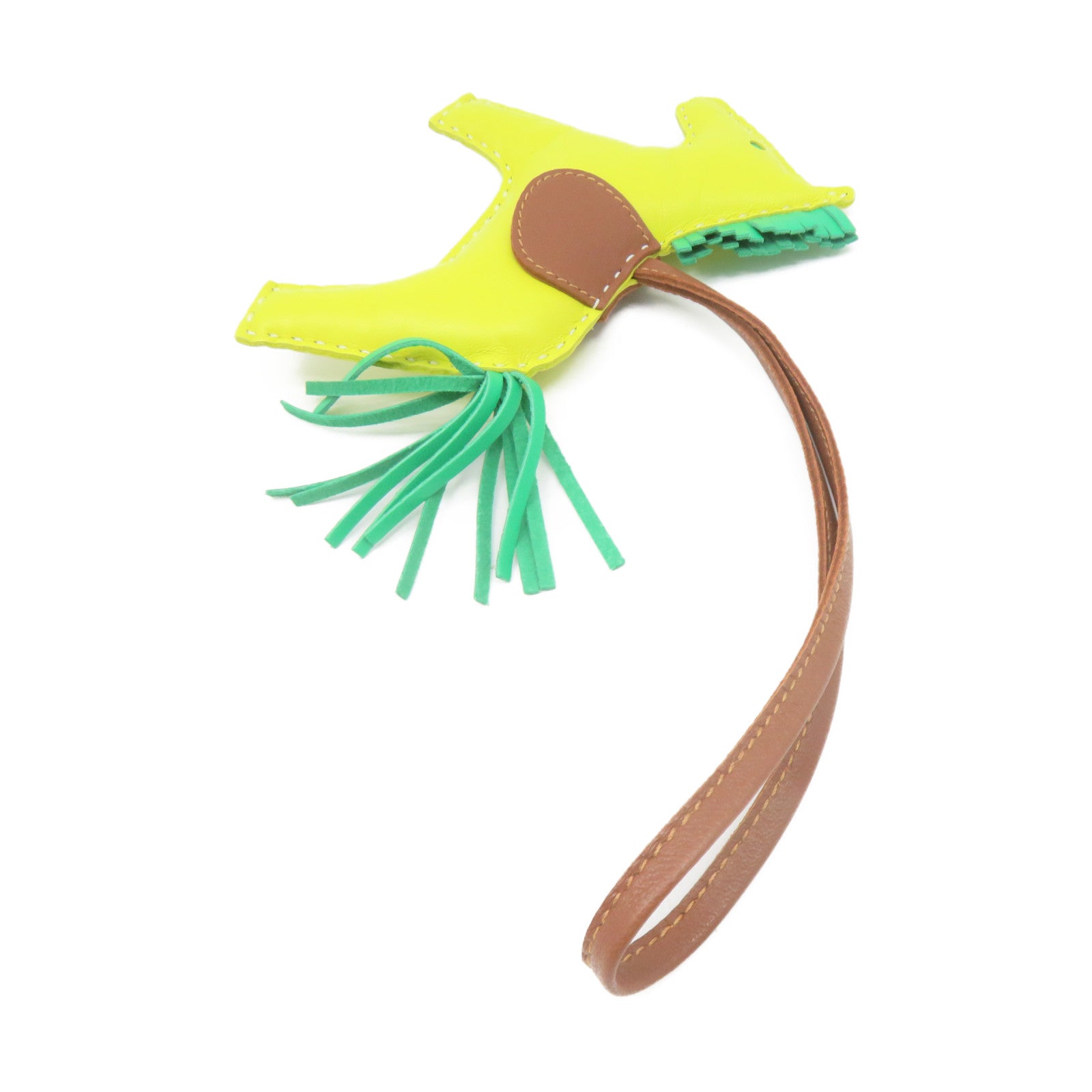 HERMES 牛皮皮革Rodeo Charm掛飾黃色/彩色
