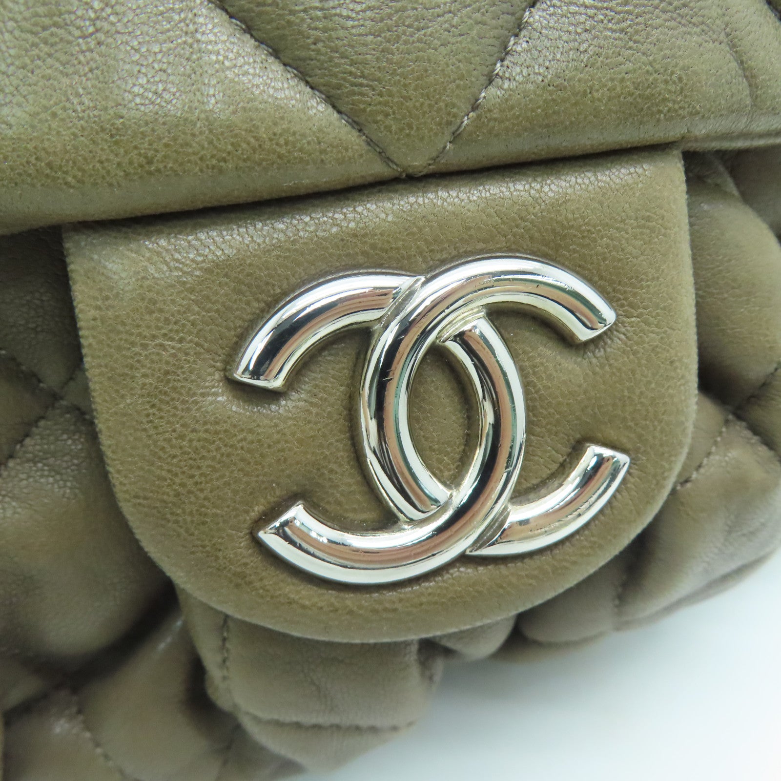 CHANEL 【激減優惠】菱格羊皮皮革Chain Shoulder Bag銀扣肩背袋啡色