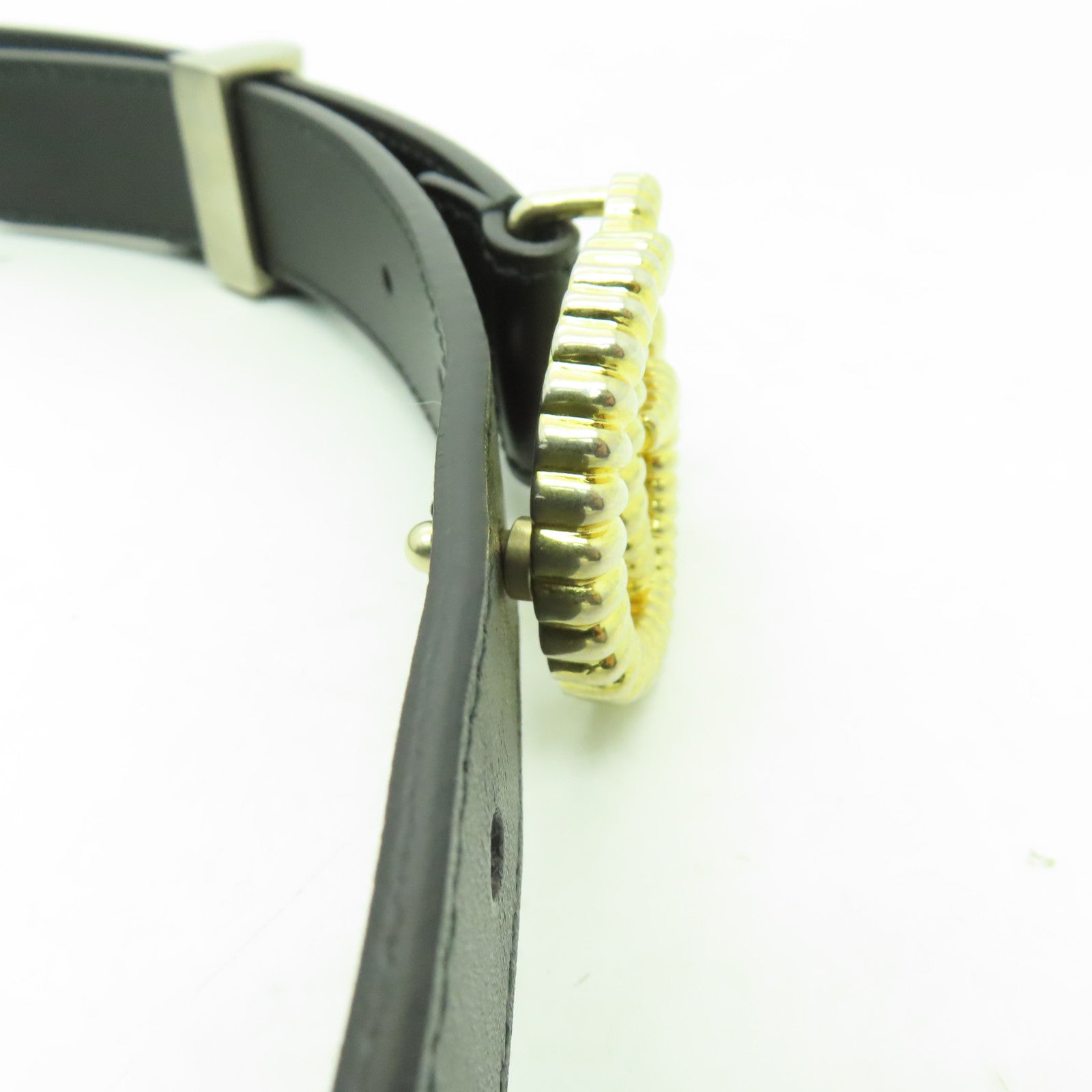 GUCCI 牛皮皮革Belt 85cm金扣皮帶黒色